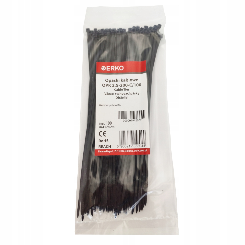 

Opaska Kablowa 2,5 x 200 Czarna Polski Produkt