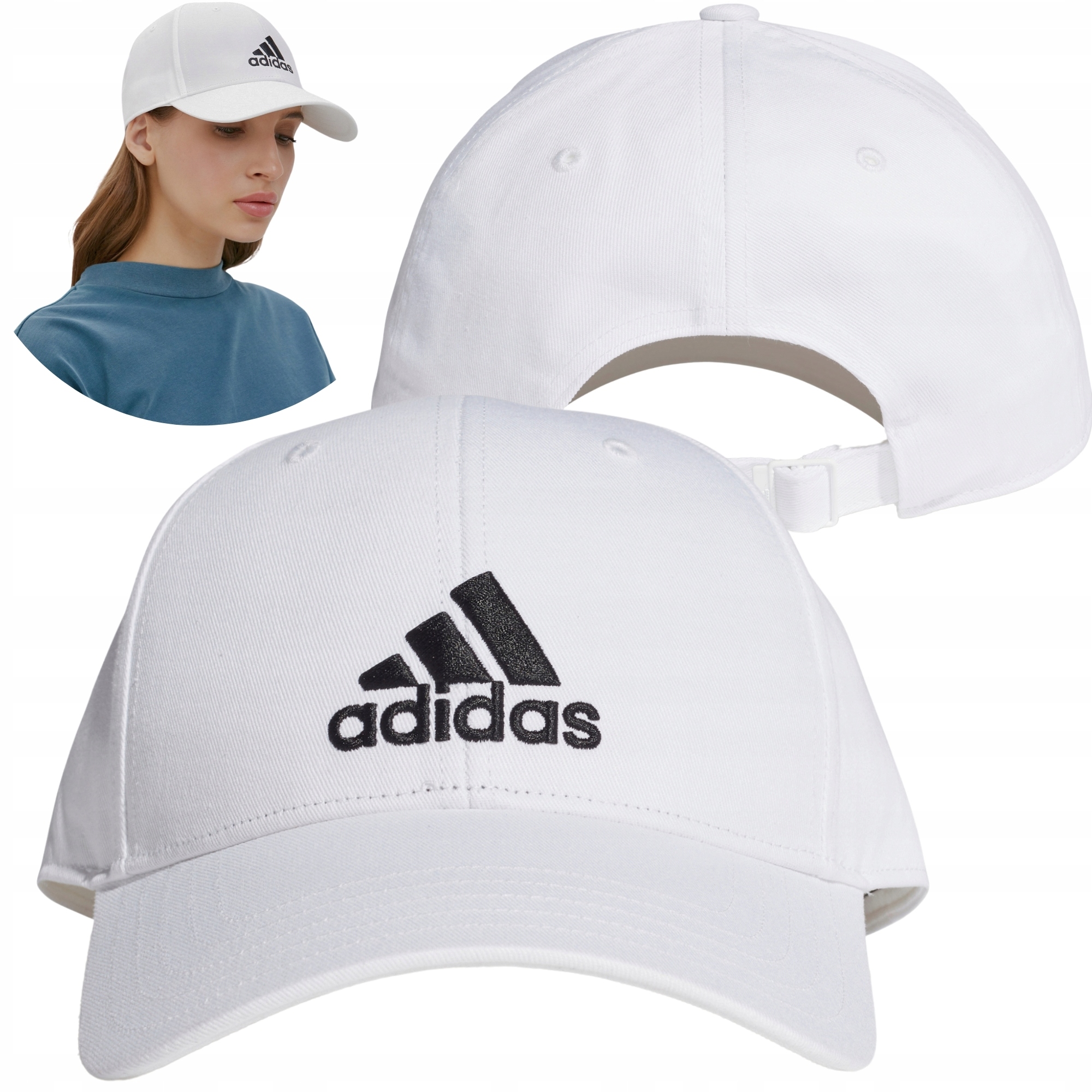 CZAPKA Z DASZKIEM ADIDAS DAMSKA BIAŁA BAWEŁNIANA OSFW 54-56