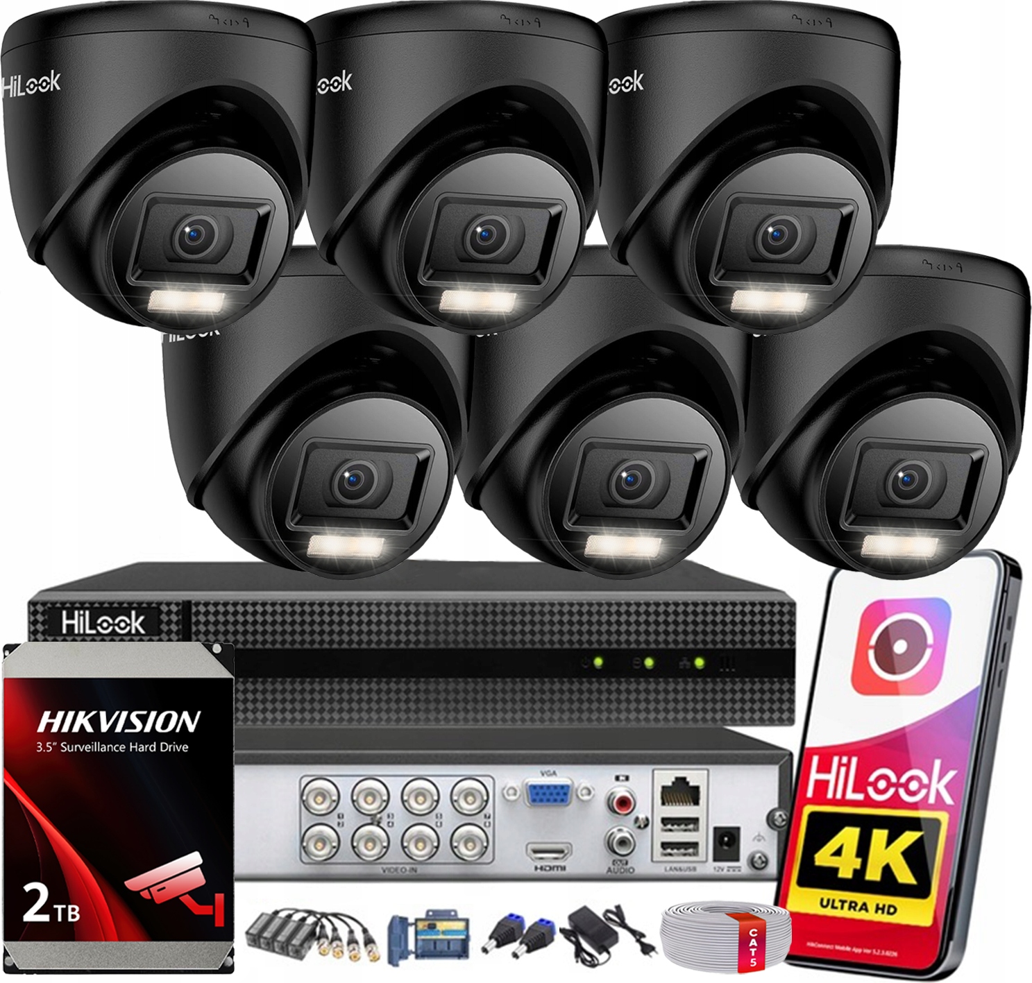 Sada pro monitorování Hikvision HiLook 8Mpx Venkovní 6 kamer 4K Hdd 2TB