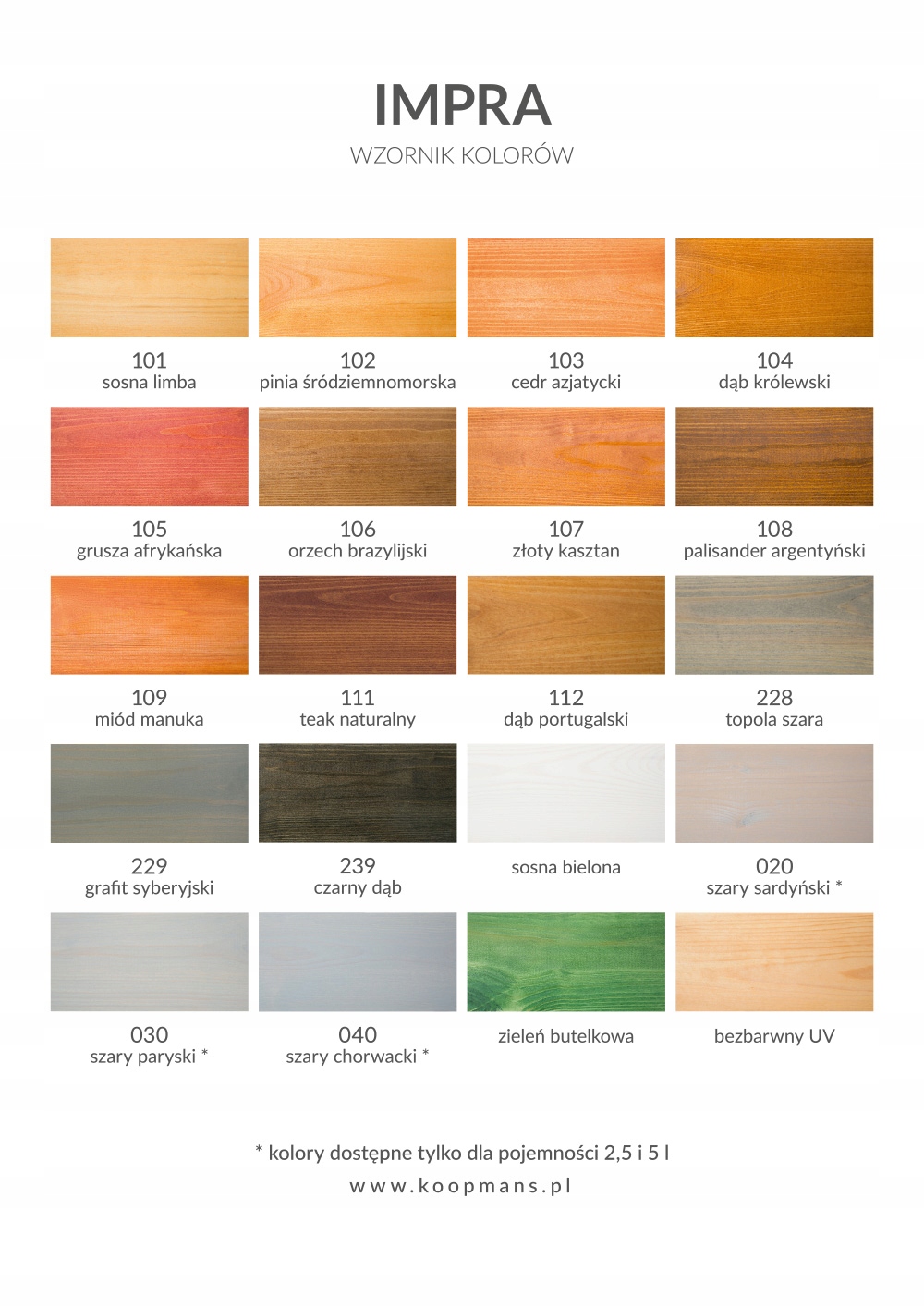 IMPRA IMPREGNAT KOOPMANS 5L 108 PALISANDER ARGENTY Przeznaczenie do drewna