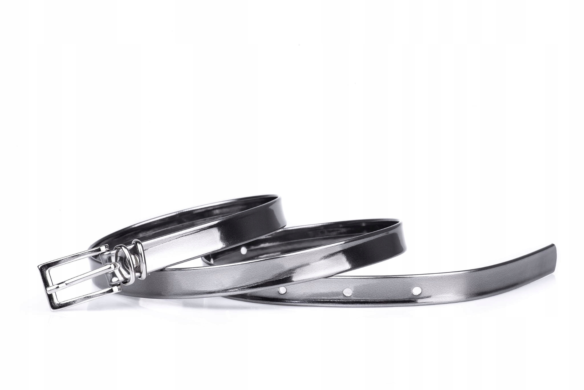 

Pasek damski klasyczny stare srebro lakier 1,5 cm