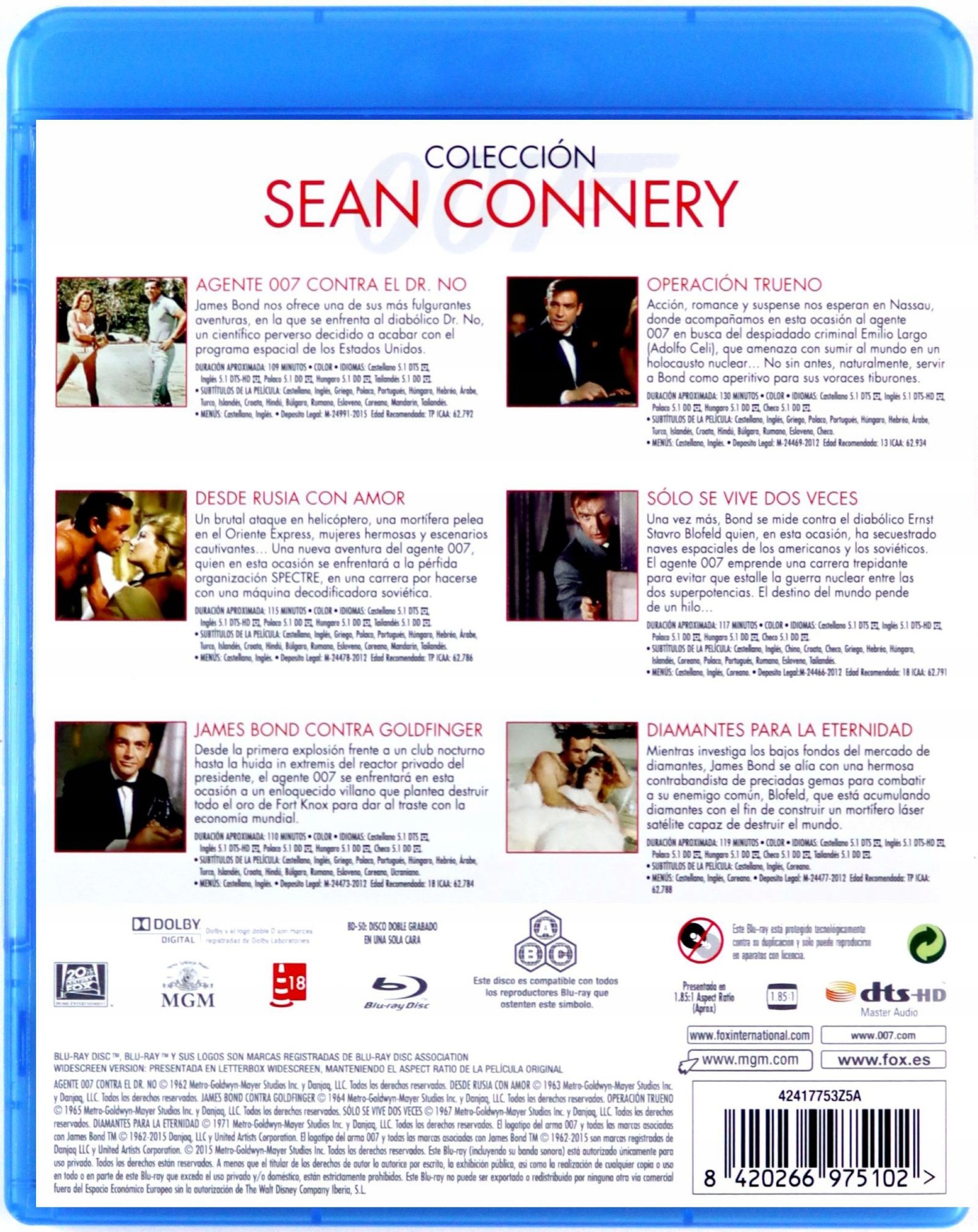 007 JAMES BOND SEAN CONNERY: DR. NO | POZDROWIENIA Z ROSJI | GOLDFINGER | O Stan opakowania oryginalne