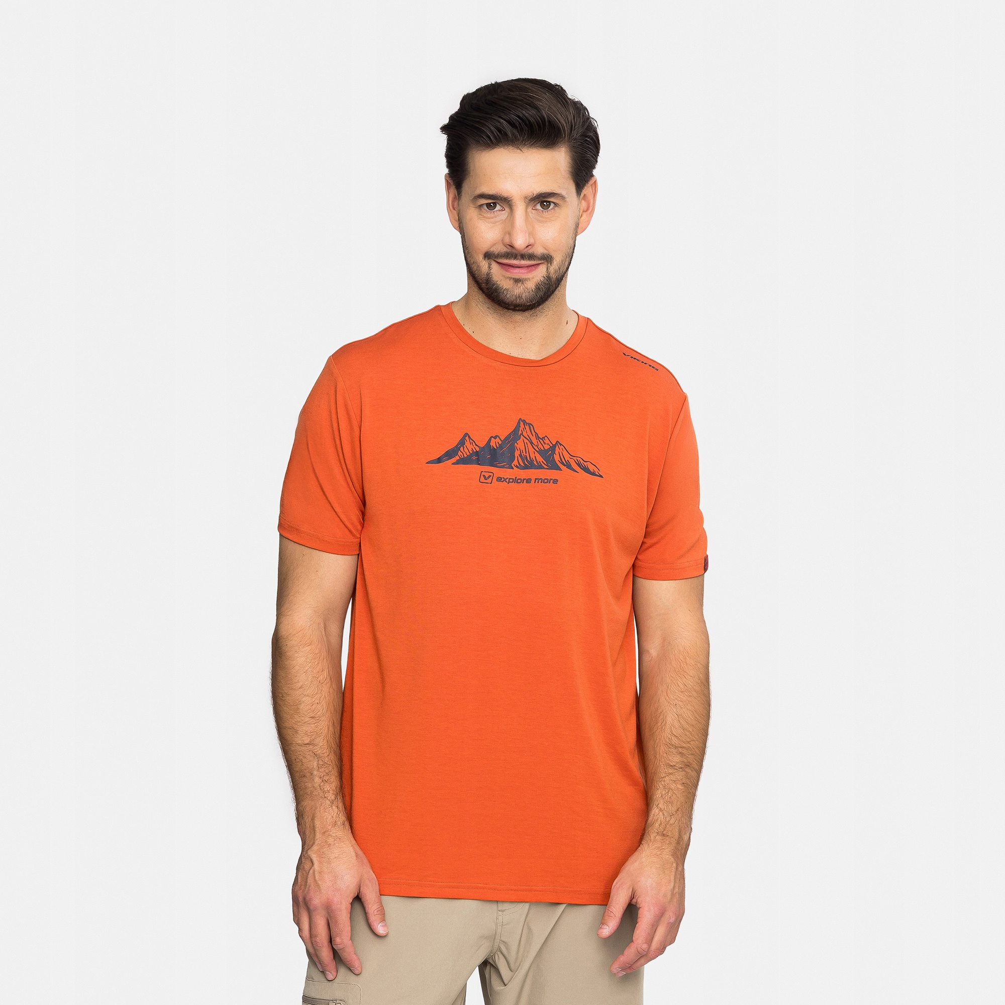 Koszulka męska T-shirt Viking Lenta Bamboo Light pomarańczowy rozmiar L