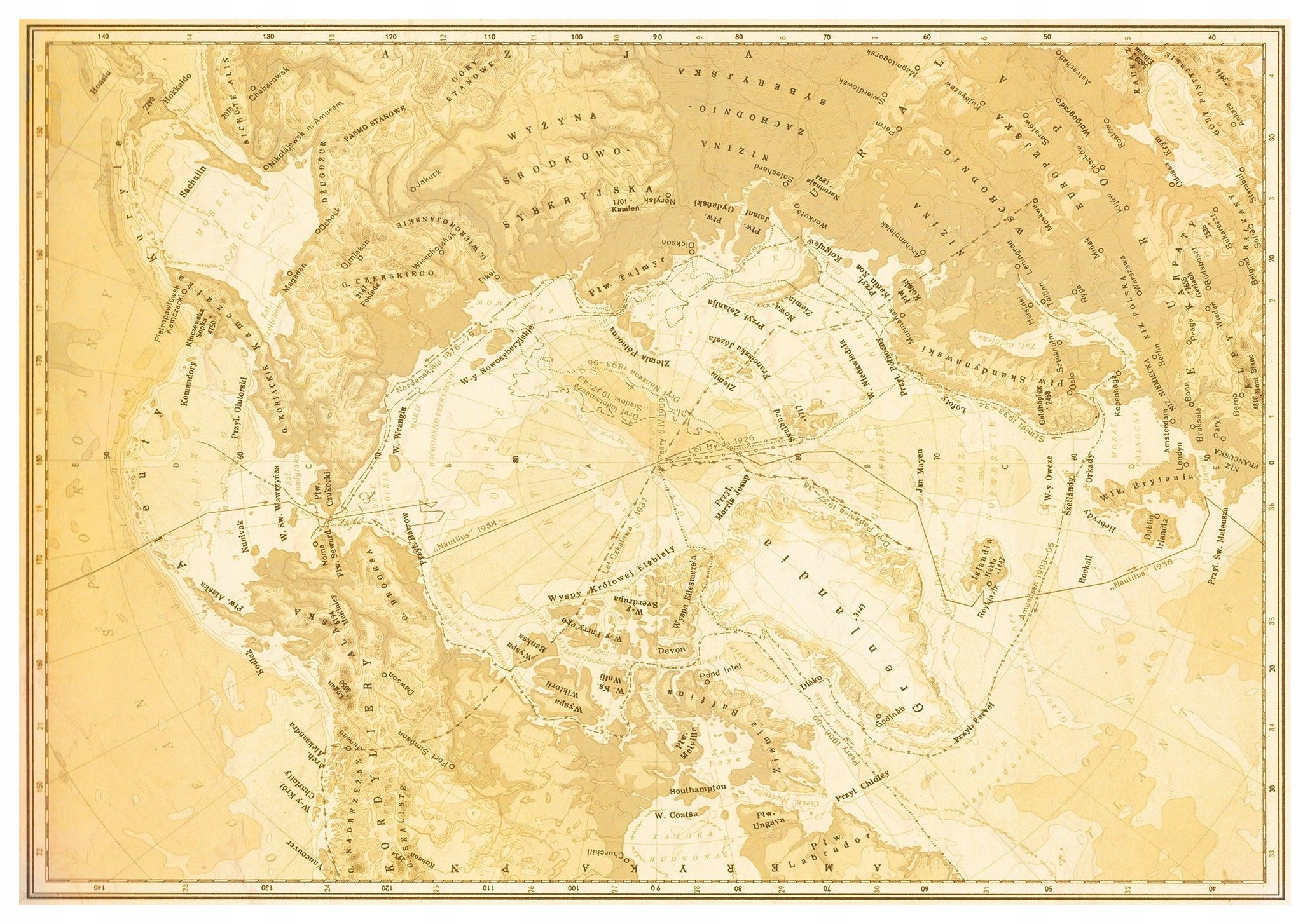 Vliesová fototapeta Arktida mapa vintage retro polský 250x175 lepidlo