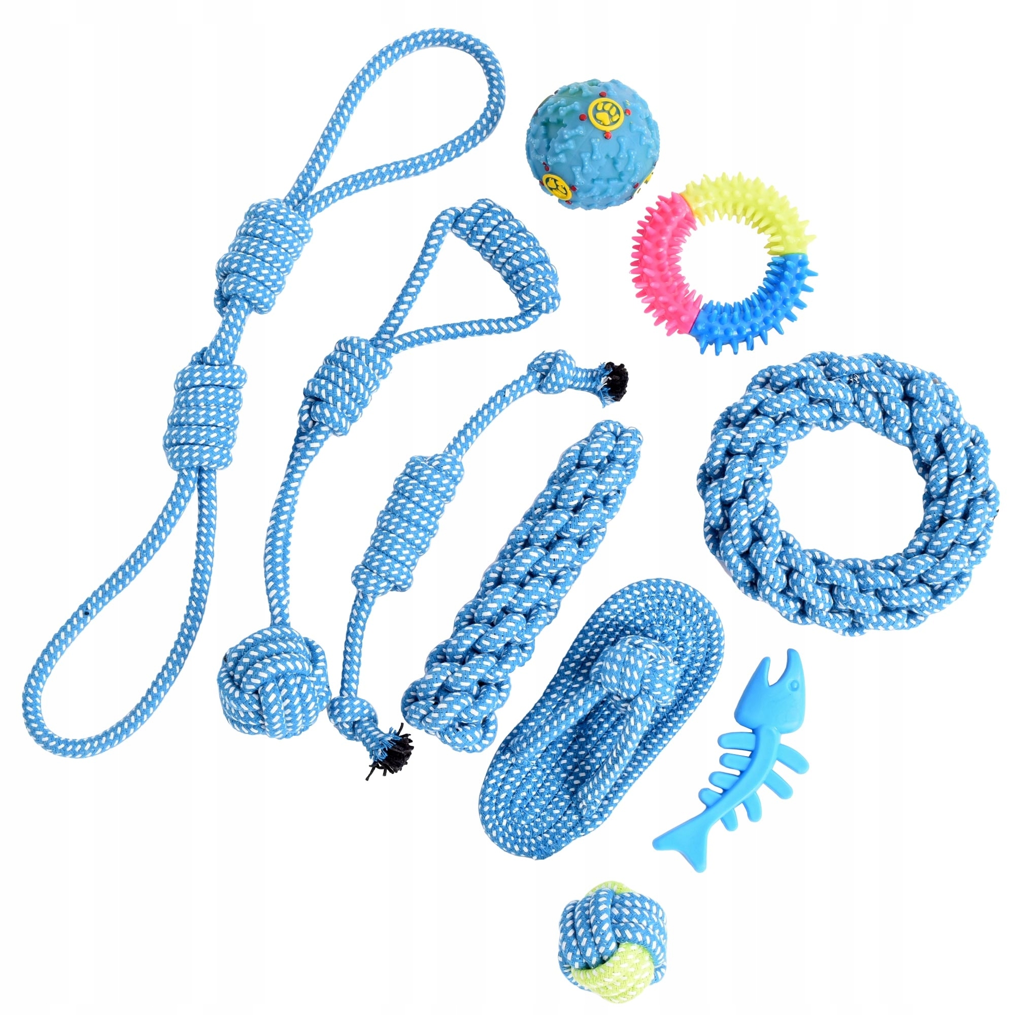 Levně Přetahovadlo Pro Psa Velká Sada Hraček Pro Psy Lano Kousátko Míček Botička 10 ks