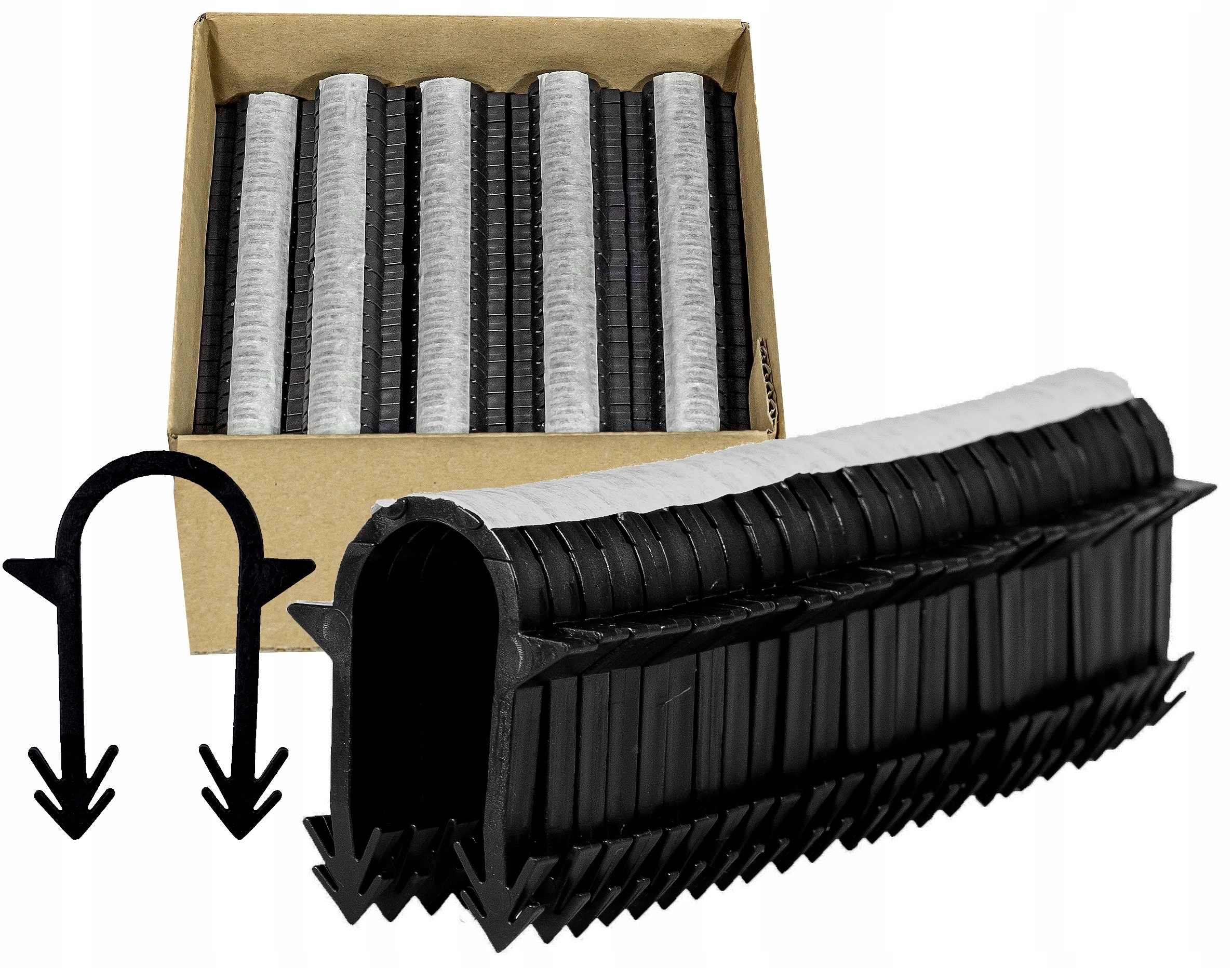 KLIPSY SPINKI DO TAKERA RURY PODŁOGÓWKI PEX 50mm 250sztuk NA TAŚMIE KLEJONE