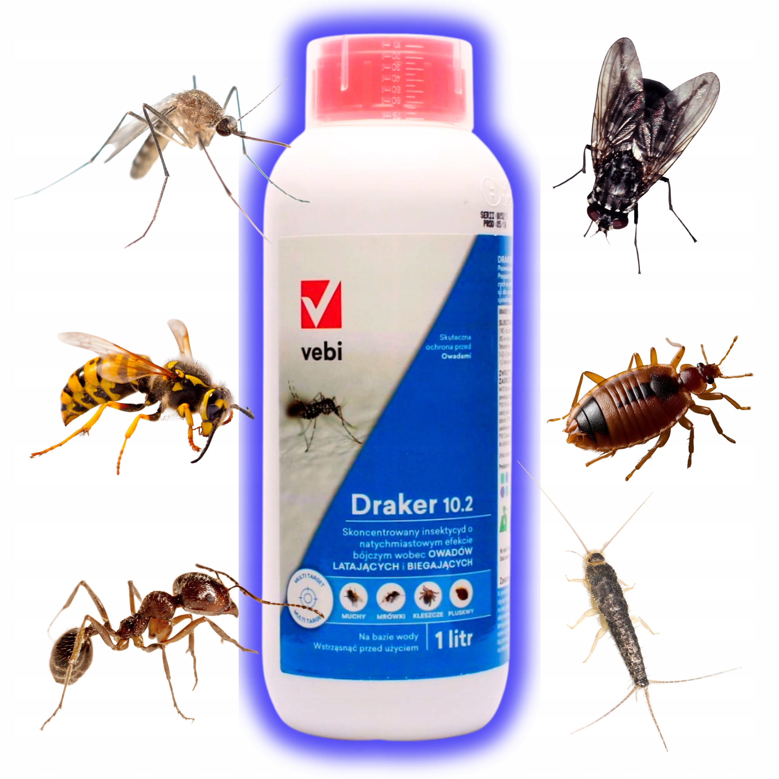 Přípravek Proti Komárům, Mouchy, Mravenci, Klíšťata, Švábi, Rybičky, Draker 1 L