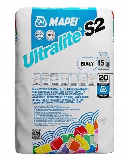Klej do płytek kamienia Mapei Ultralite S2 Flex biały 15kg