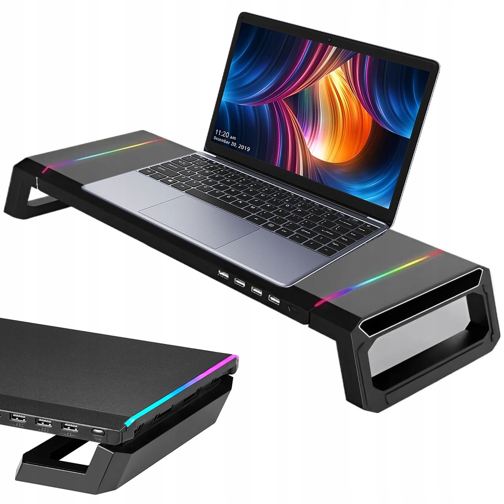 Stolek Pod Monitor S Rgb Podsvícením 4 Usb 3.2 Do 30 Kg