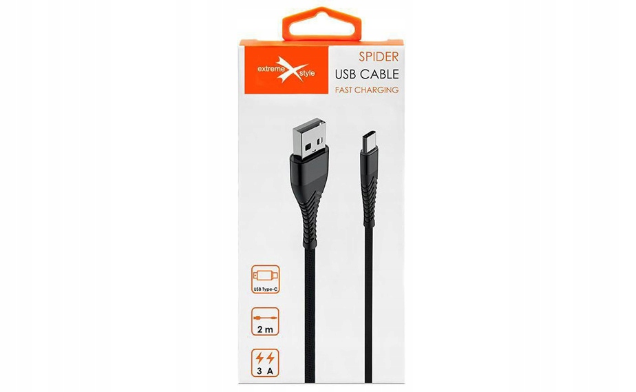 KABEL USB TYP-C DO TELEFONU – SZYBKIE ŁADOWANIE 2M Złącza USB - USB typ C