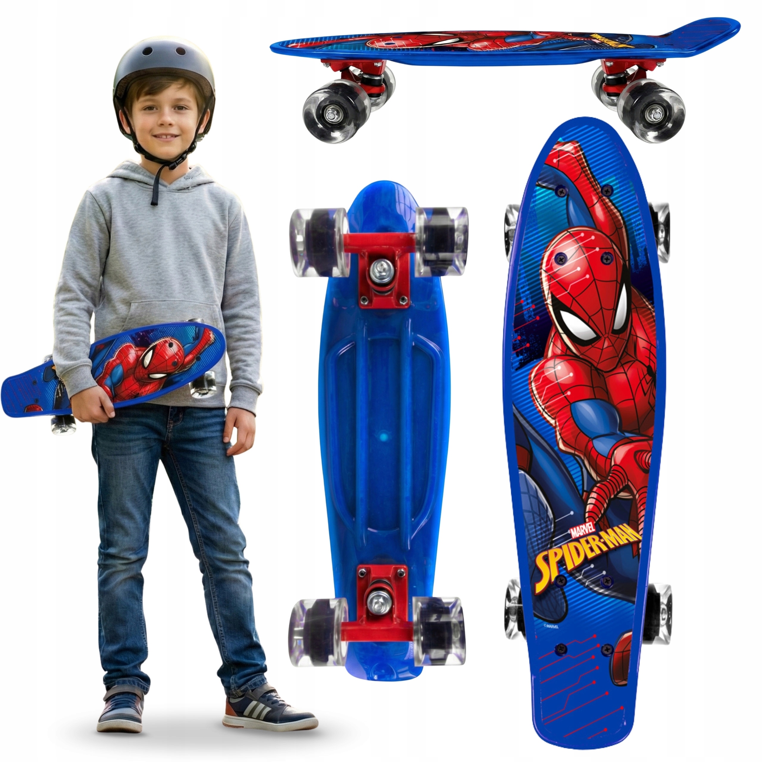 Marvel Spider-Man deskorolka Fiszka 55cm Lekka deska Stabilna od 20-50 kg