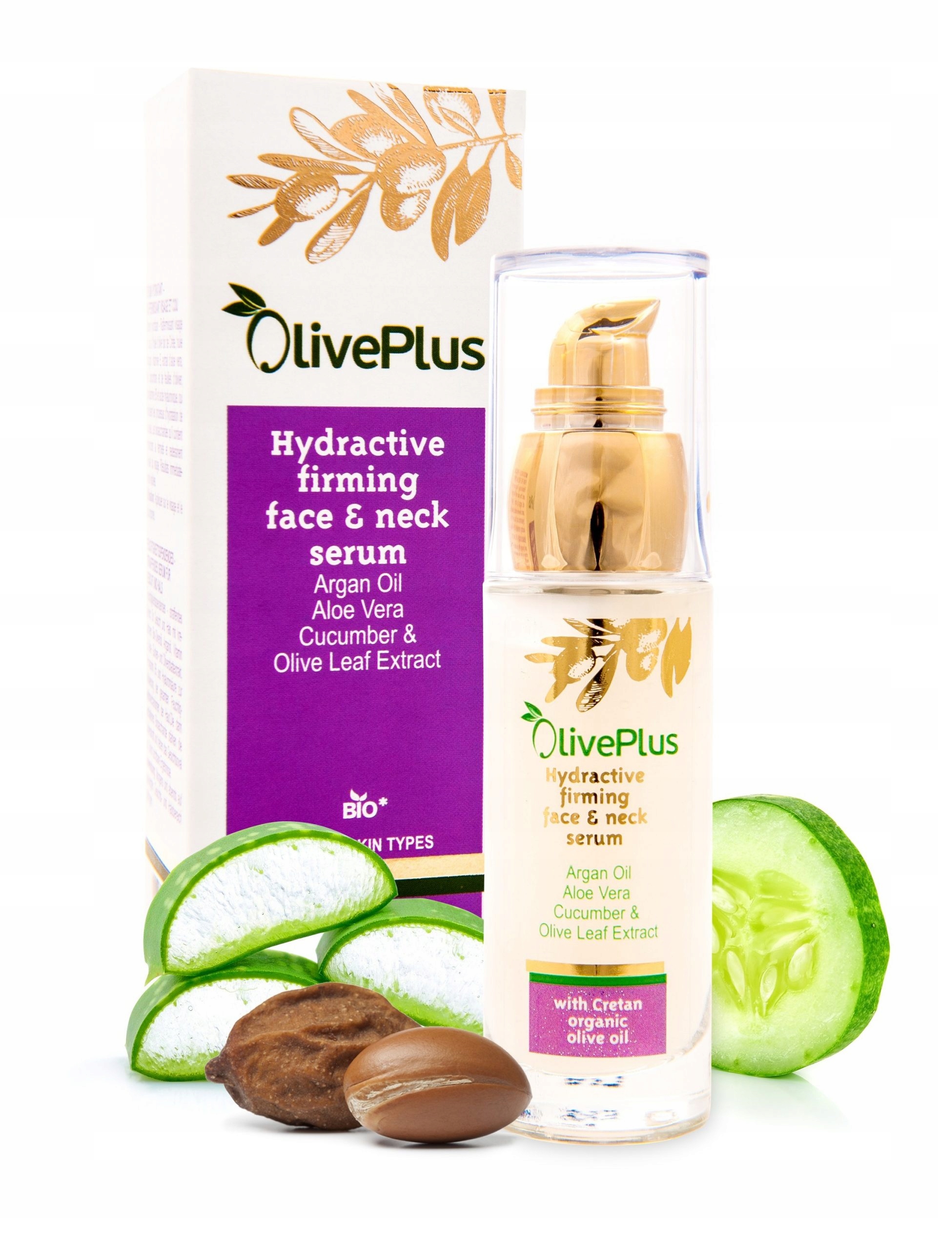 OlivePlus sérum na obličej a krk 50 ml s arganovým olejem a vitamínem E