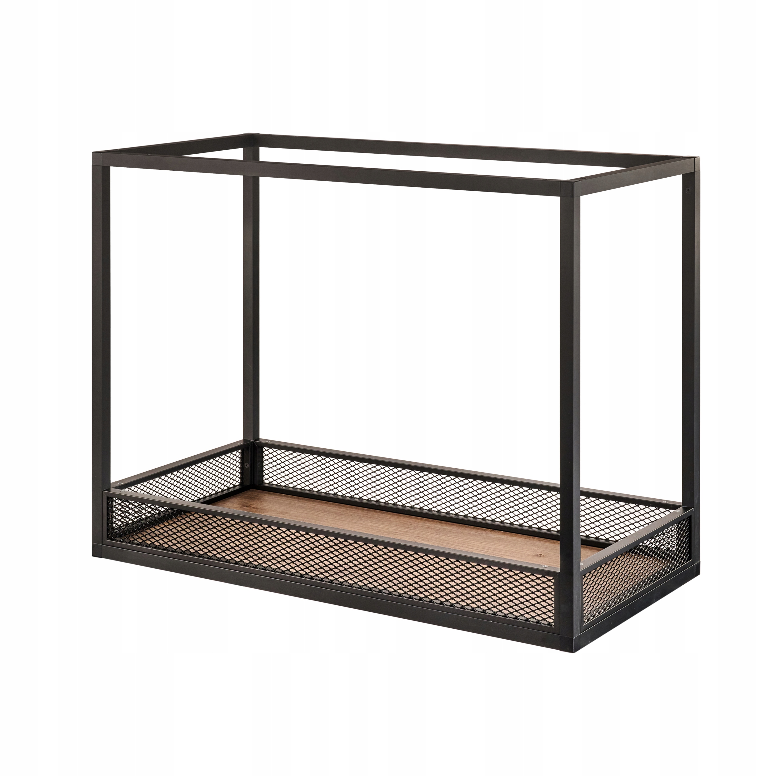 Industriálna Hliníková Stropná Polica Loft Čierna 800x300x600 mm Doska Dub