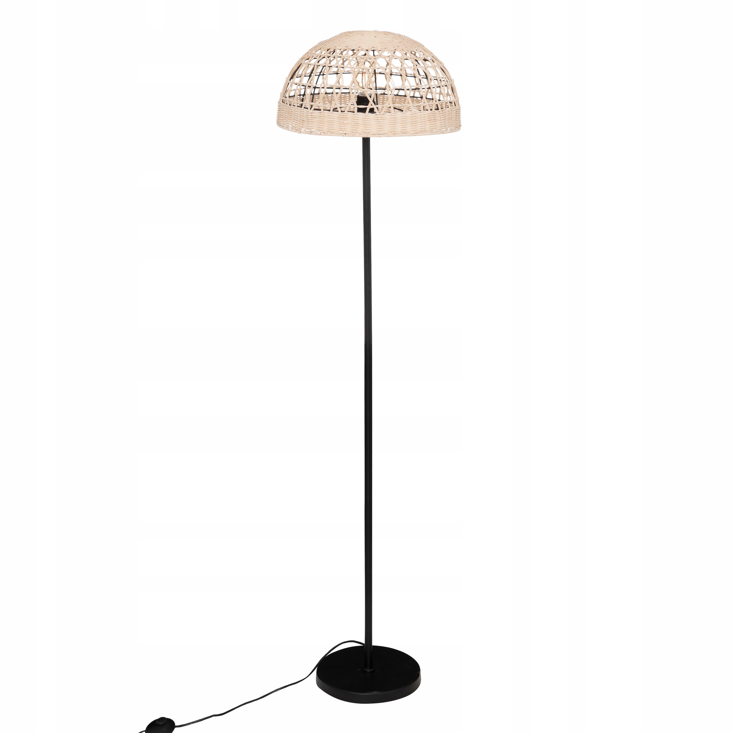 Podlahová Lampa Béžová Kovová S Pleteným Tienidlom Ø 40 CM X 150,5 CM