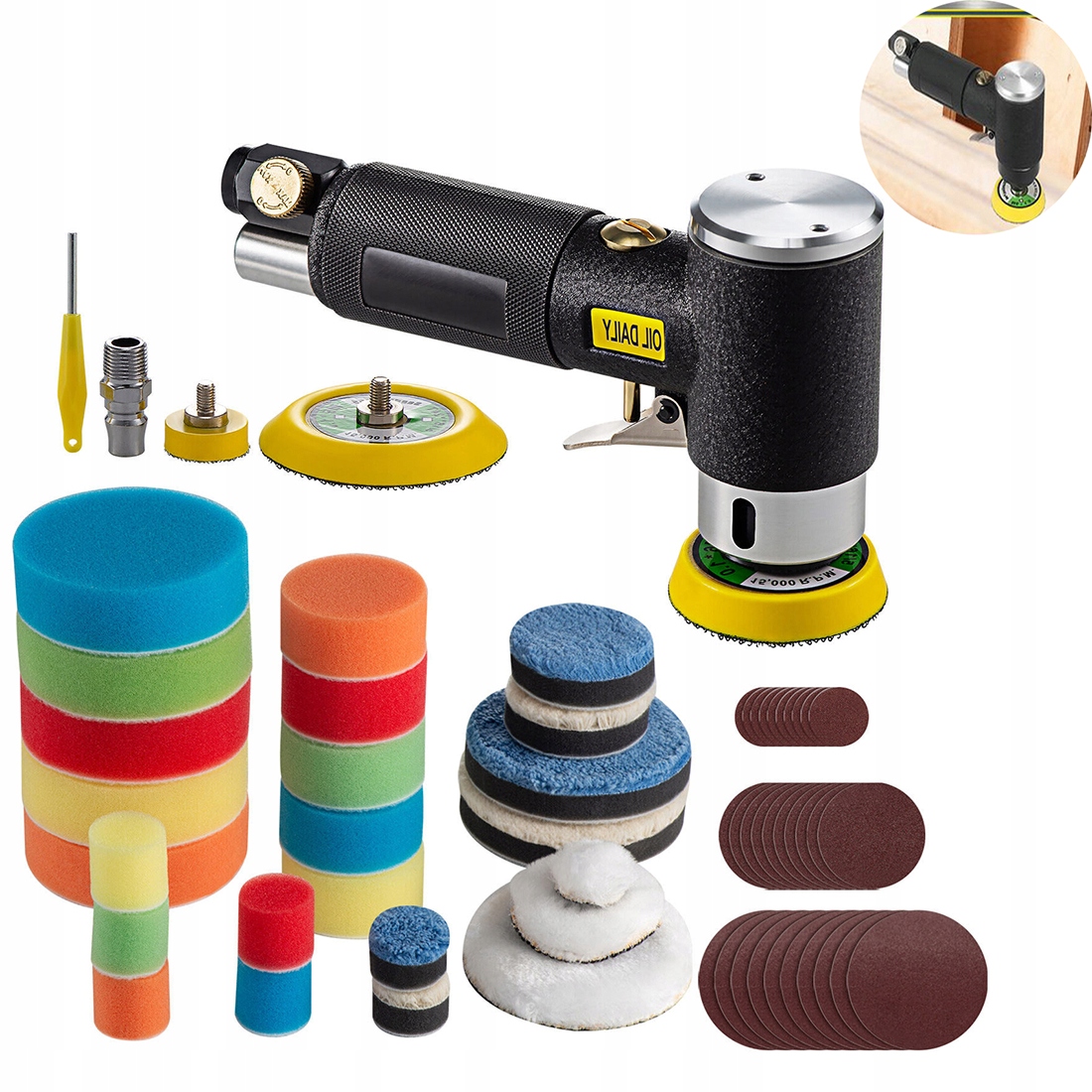 Mini Pneumatická Leštička 2/3", Oscilační Excentrická Bruska Vzduchu