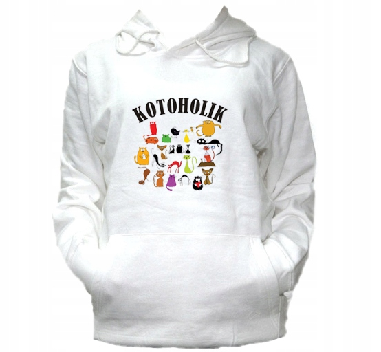 

XL Bluza Kaptur Damska Kotoholik Koty Cats Wzór