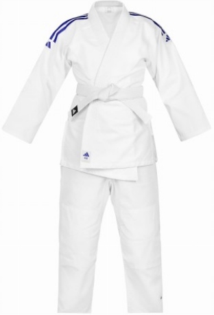 Judoga gi Adidas Club 350g niebieskie paski kimono judo 130 cm