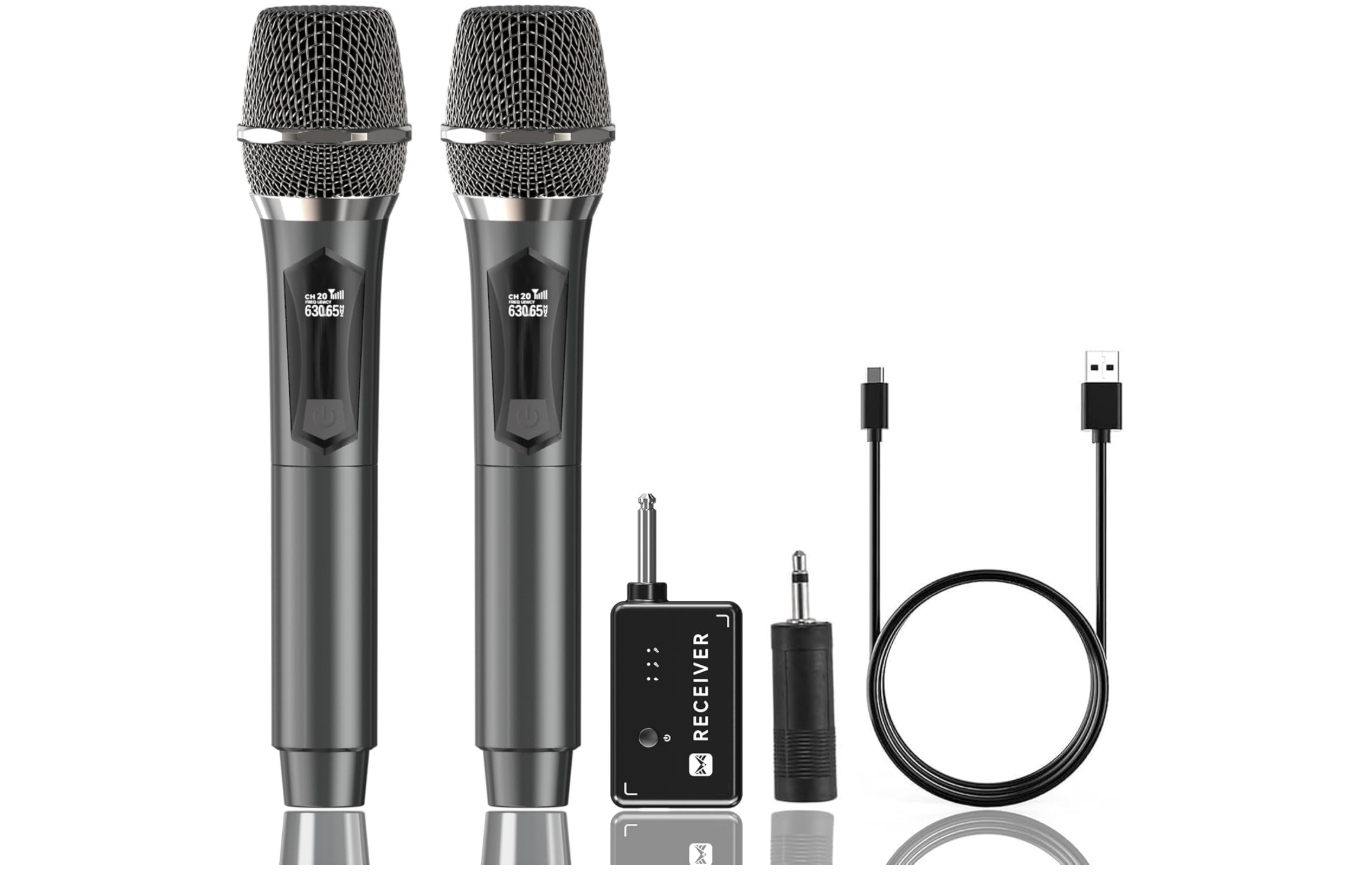 Bezdrátové Mikrofony Dual Karaoke Usb-c 50H 200FT Sada 2 Ks