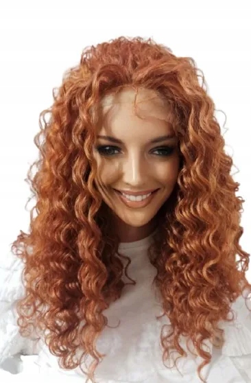 Dlouhá paruka bez ofiny, mokrá, italská Dolce Georgina lace v barvě orang