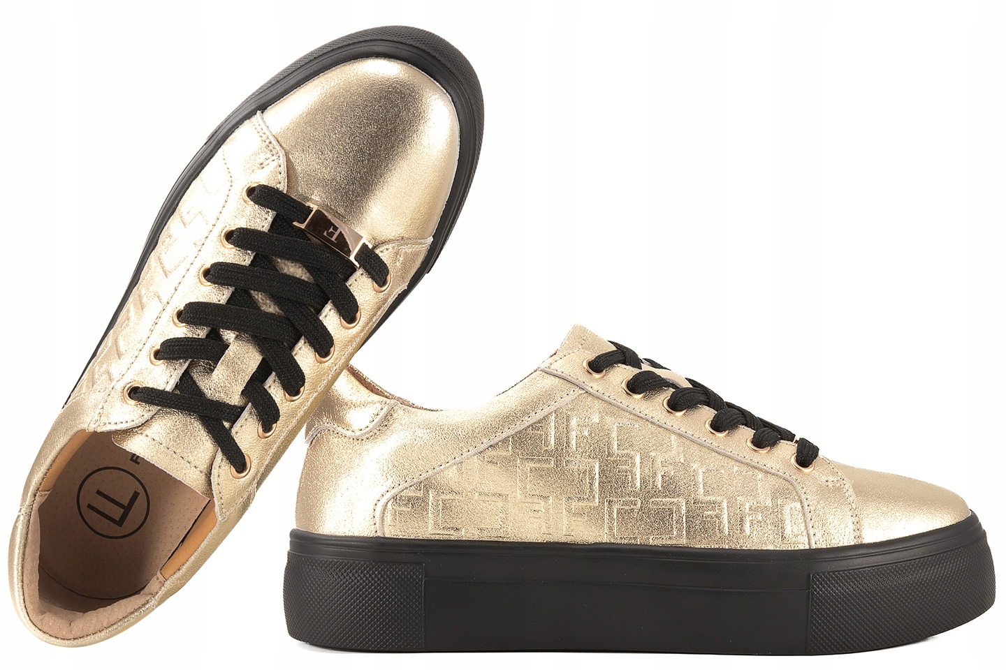 Filippo DP6850 Dámské Polobotky Tenisky Na Platformě Kožené, zlaté 41