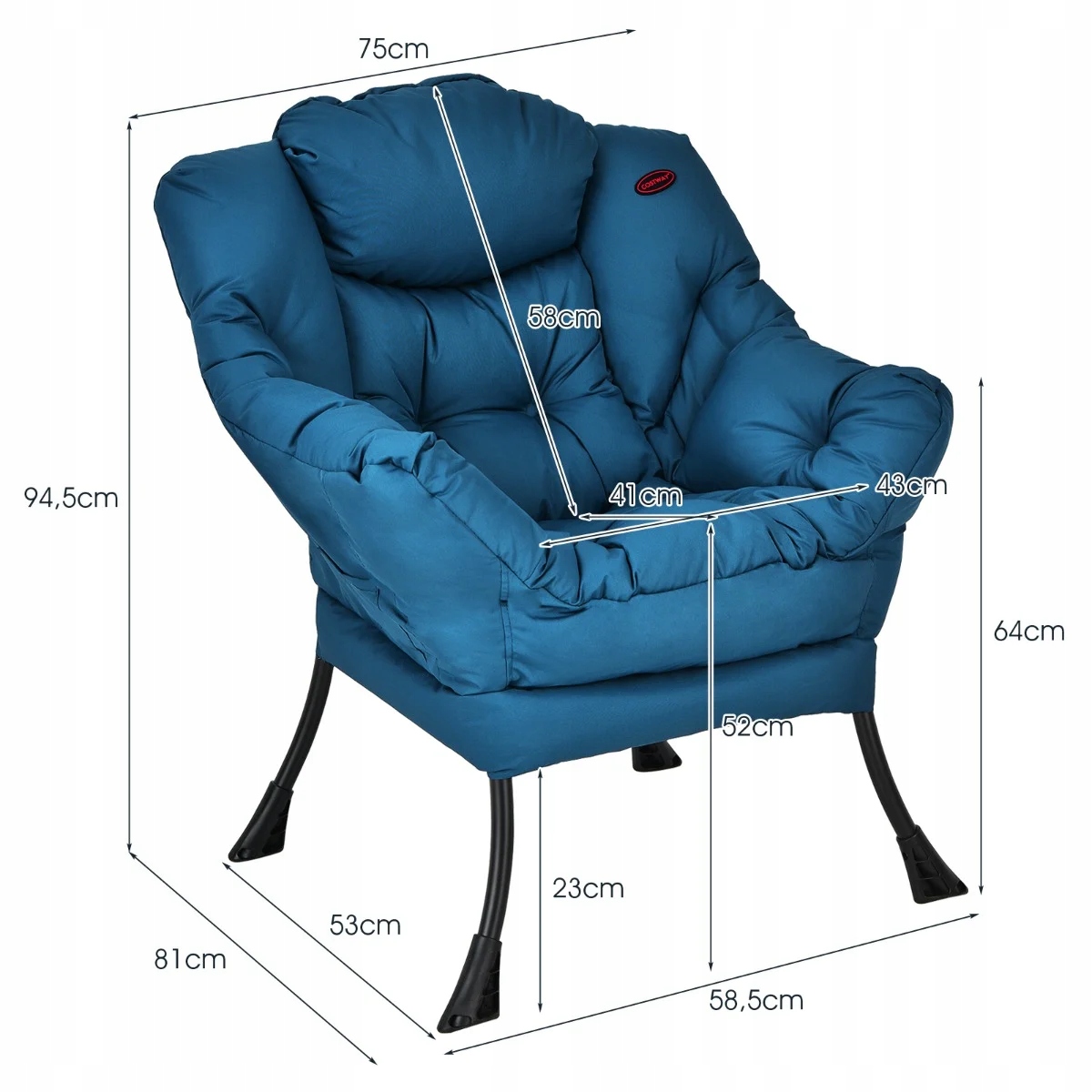 Fotel tapicerowany z podłokietnikami Fotel do salonu Głębokość mebla 81 cm