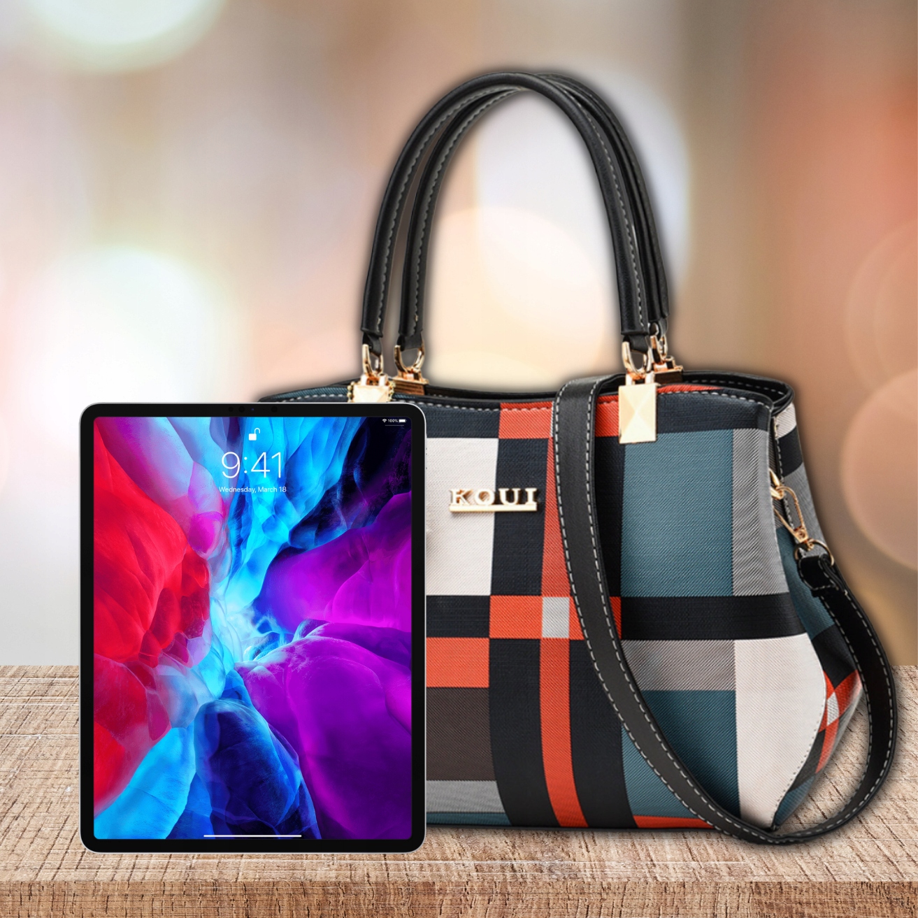 TOREBKA DAMSKA LISTONOSZKA DLA KOBIET W KRATKĘ DO PRACY WYJŚCIOWA ELEGANCKA Styl miejski