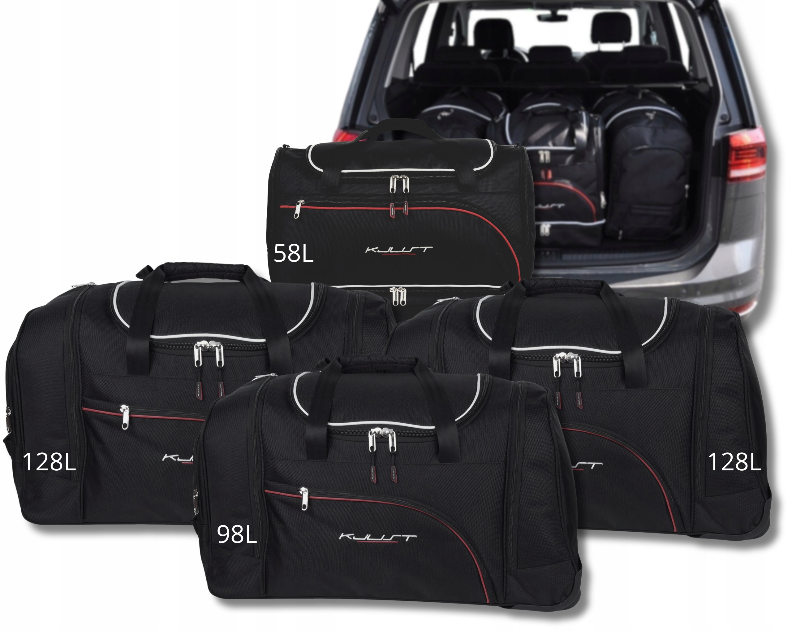 Sada kompletu tašiek Kjust do batožinového priestoru Vw Touran 2015+ 4 ks