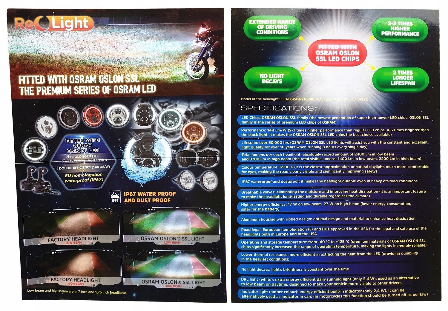 lampa LED DRL chipy OSRAM 7 cali reflektor chrom Producent REC-parts