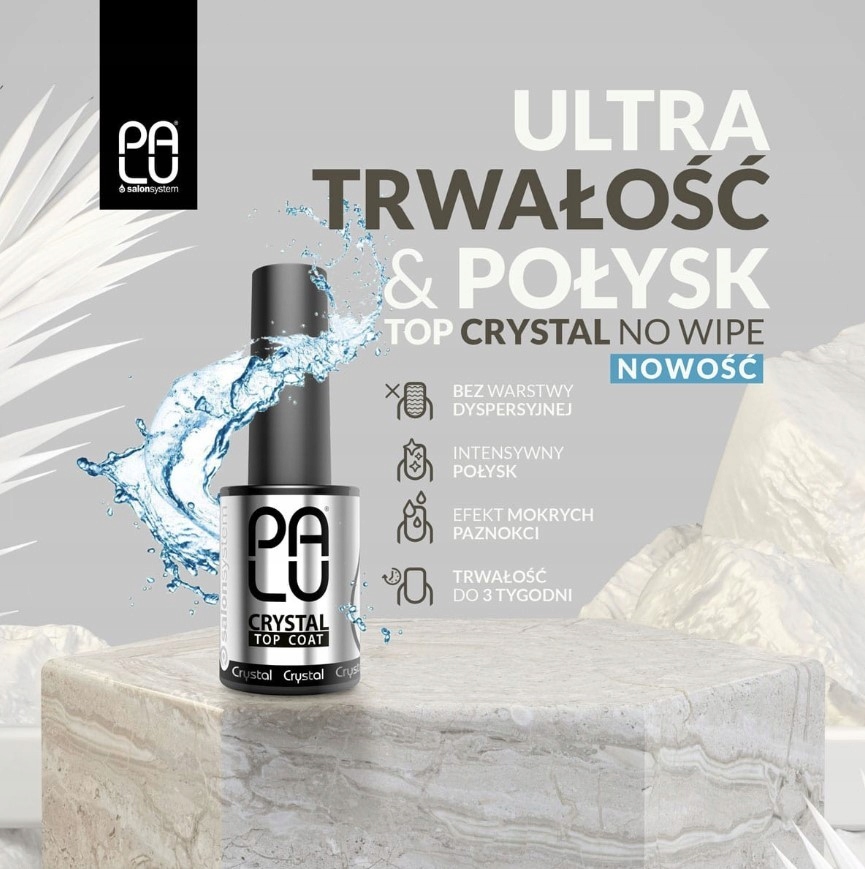 PALU Top Coat Hybrydowy Crystal No Wipe 11g Stan opakowania oryginalne