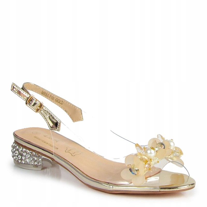 S.barski MR51-710 Průhledné Sandály S Ozdobou, Zlaté, 36