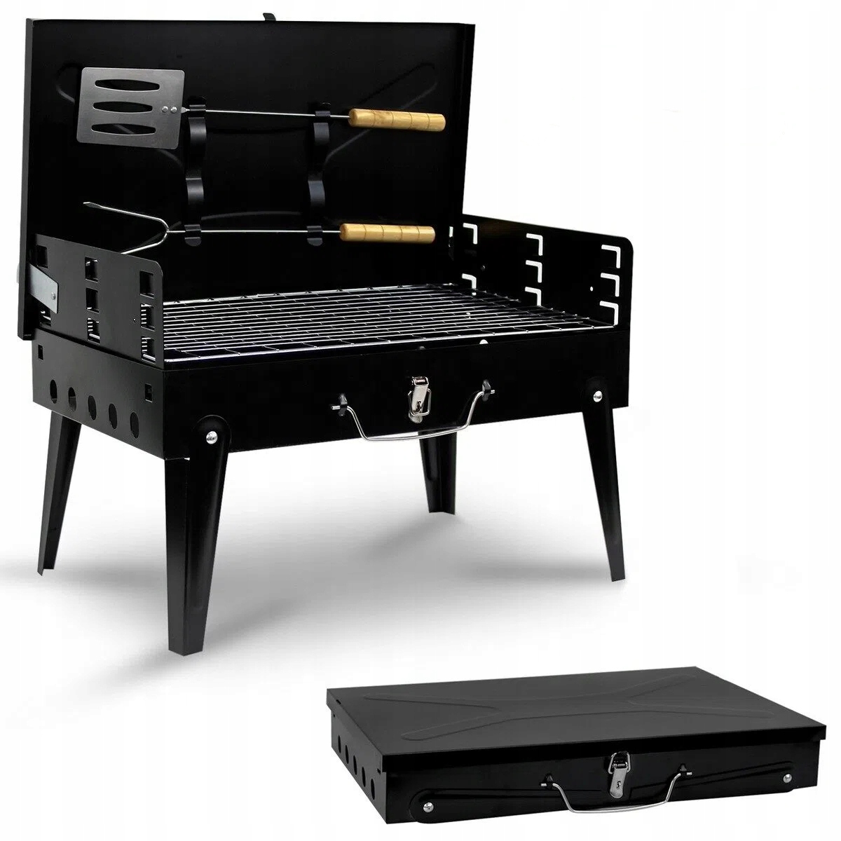 Skládací Cestovní Kufr Na Uhlí, Přenosný Kempingový Gril, Velká Sada