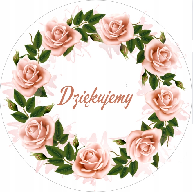 

Naklejki Dziękujemy obecność Róże 5 cm 120 szt