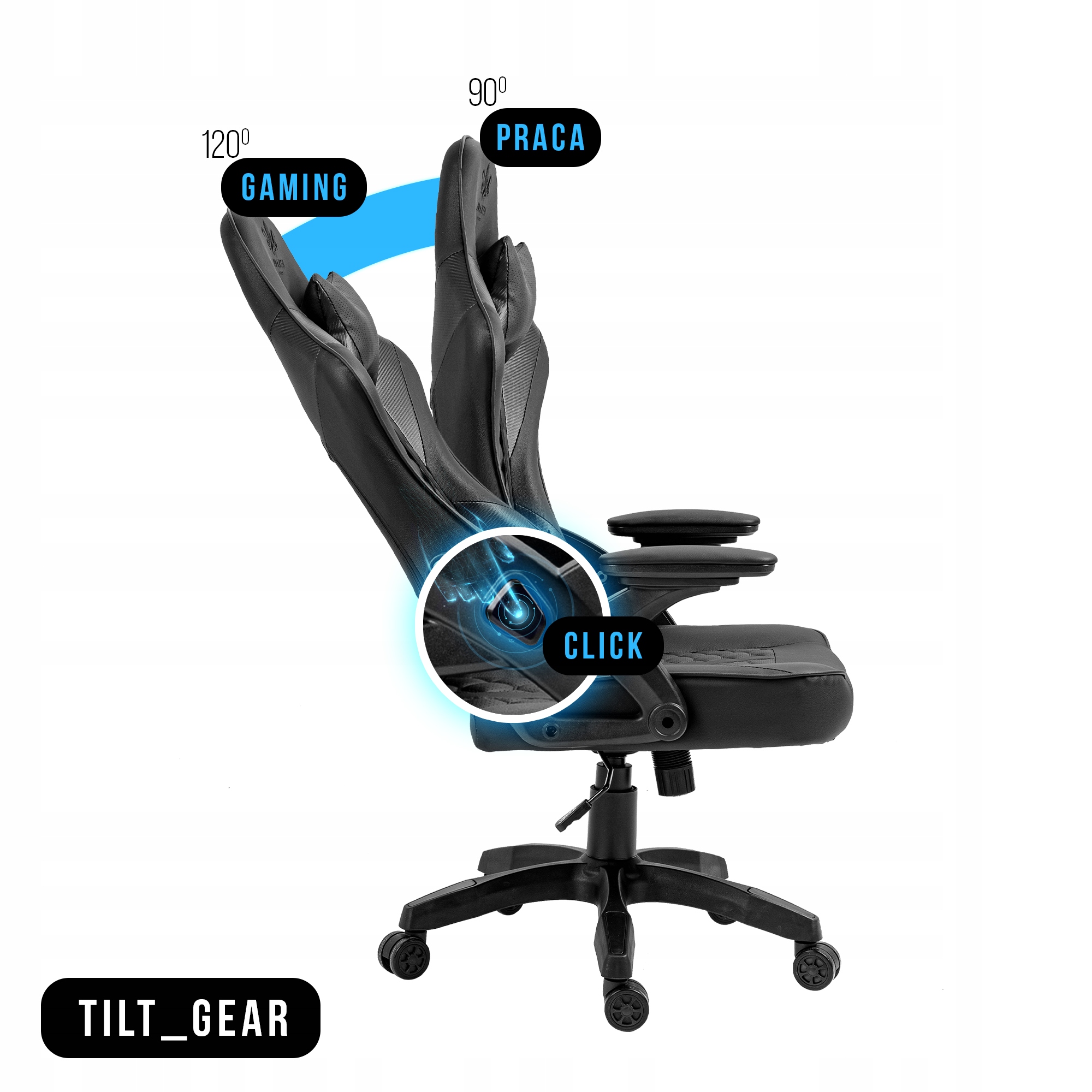 FOTEL GAMINGOWY BIUROWY KRZESŁO OBROTOWE DO BIURKA Szerokość mebla 70 cm