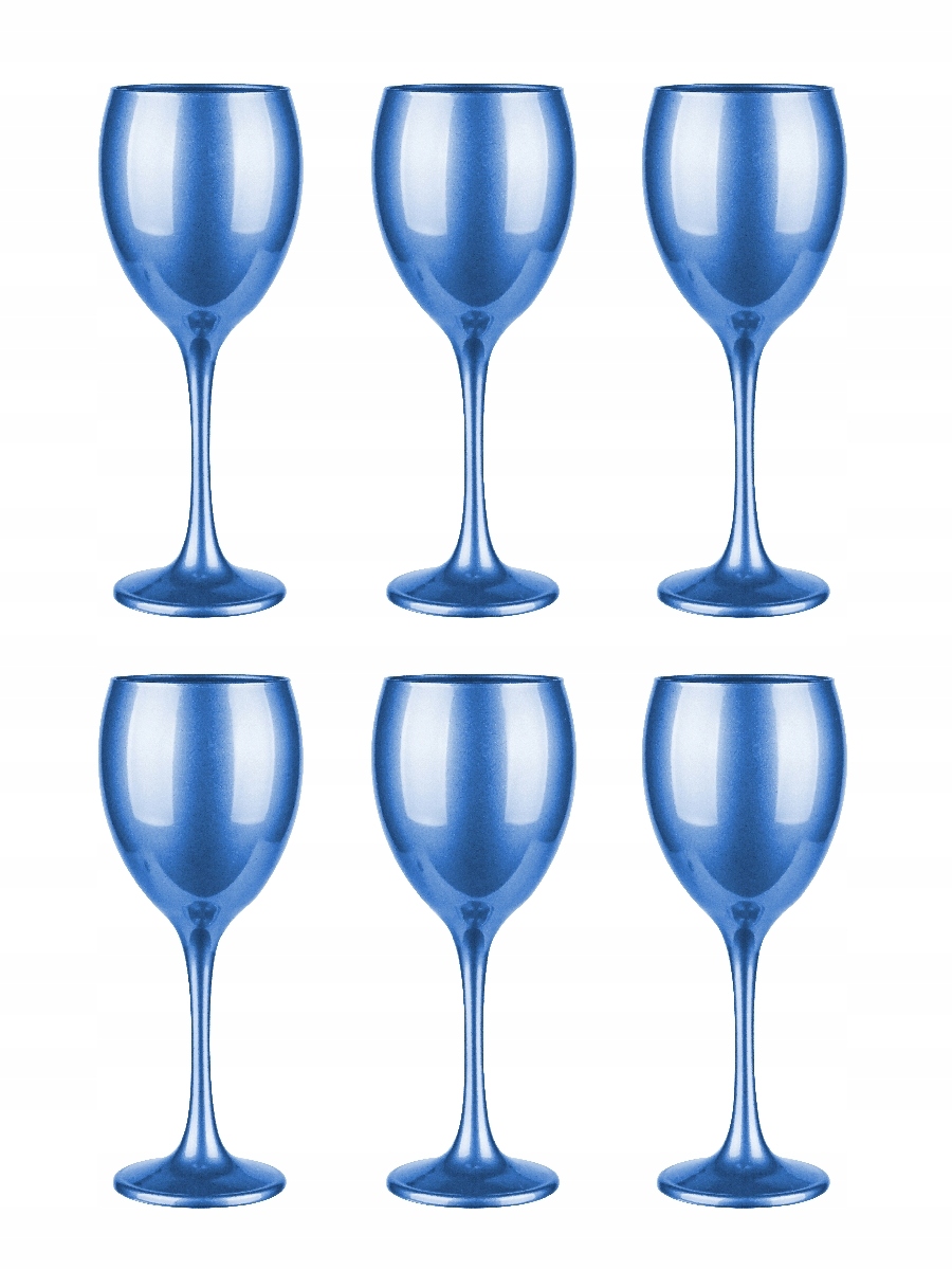 

6x Niebieski Metaliczny Kieliszek Do Wina 300ml
