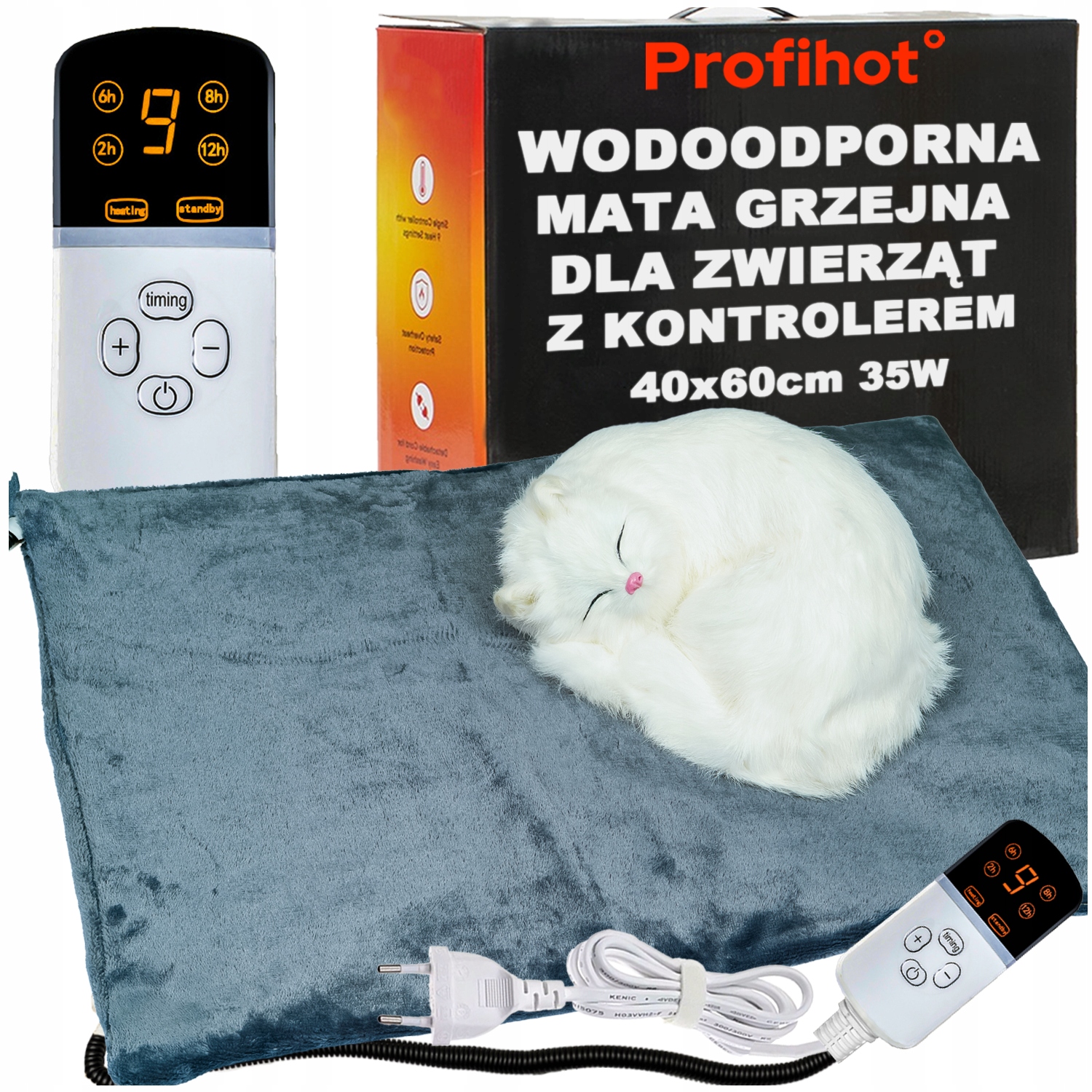 Vyhřívací Podložka Pro Kočky Pro Kočky Voděodolná S Kontrolérem 40x60 35W