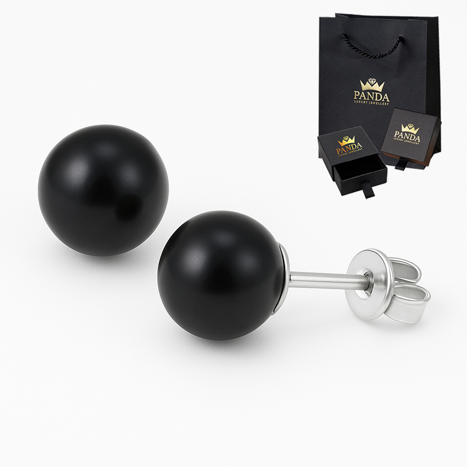 Stříbrné Náušnice Puzetky s Černou Perlou Stříbro 925 Dárek k Narozeninám Výročí Svátek