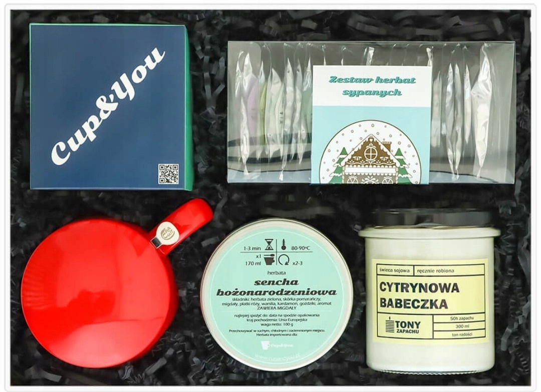 Levně Velká Dárková Sada Káva Čaj Hrnek Spařovač Svíčka Dárek Vánoce