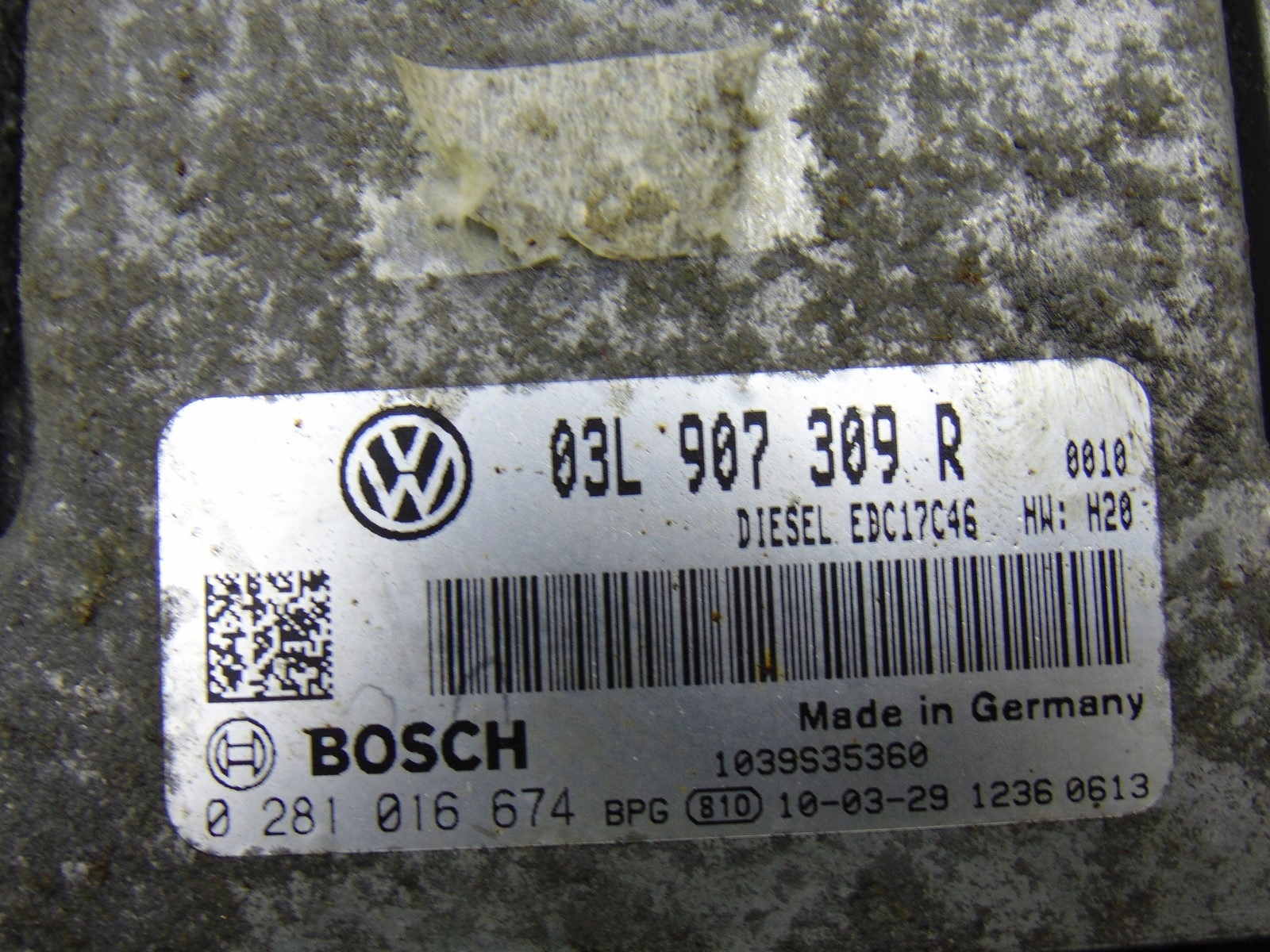 control unit of the engine VW GOLF VI 2.0 TDI 03L907309R