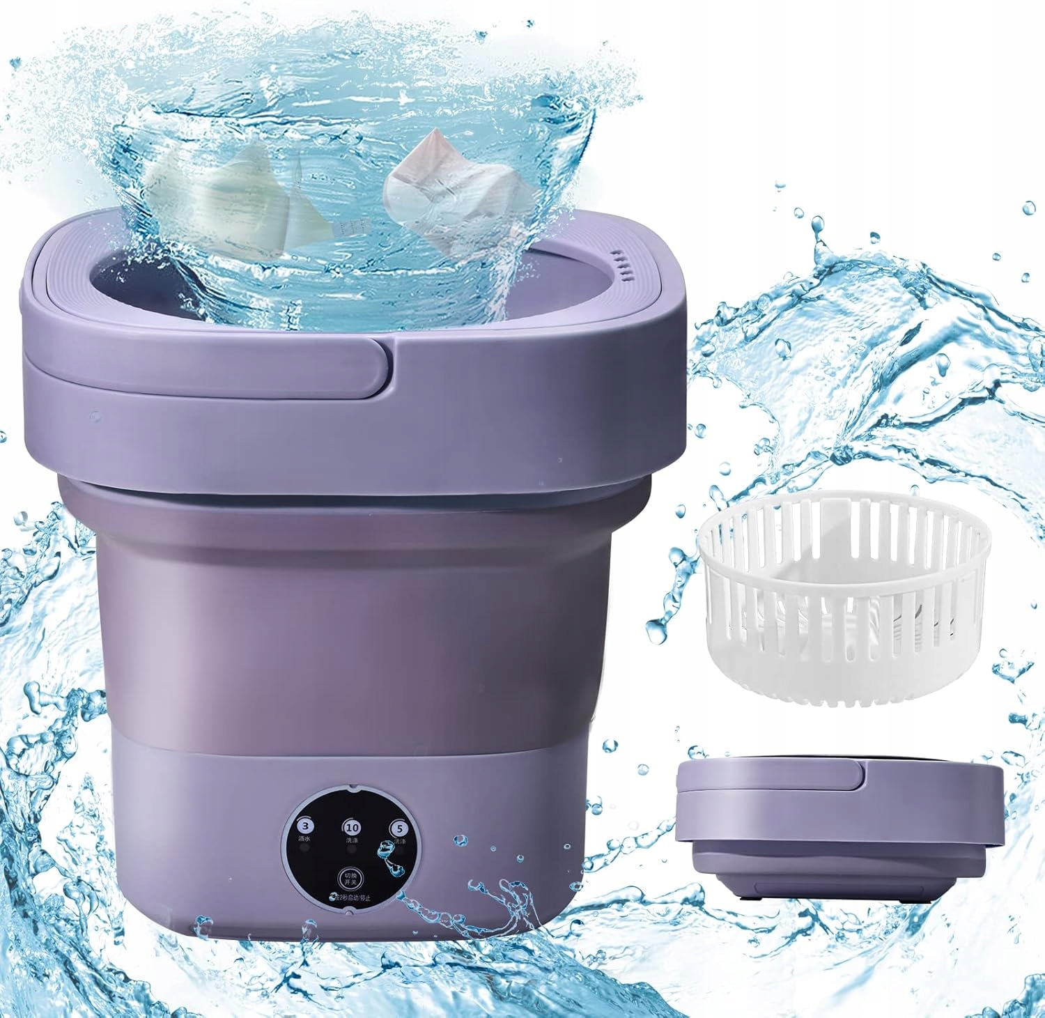 Mini pralka, składana, przenośna, ultradźwiękowa, z suszarką 6,5l 8552