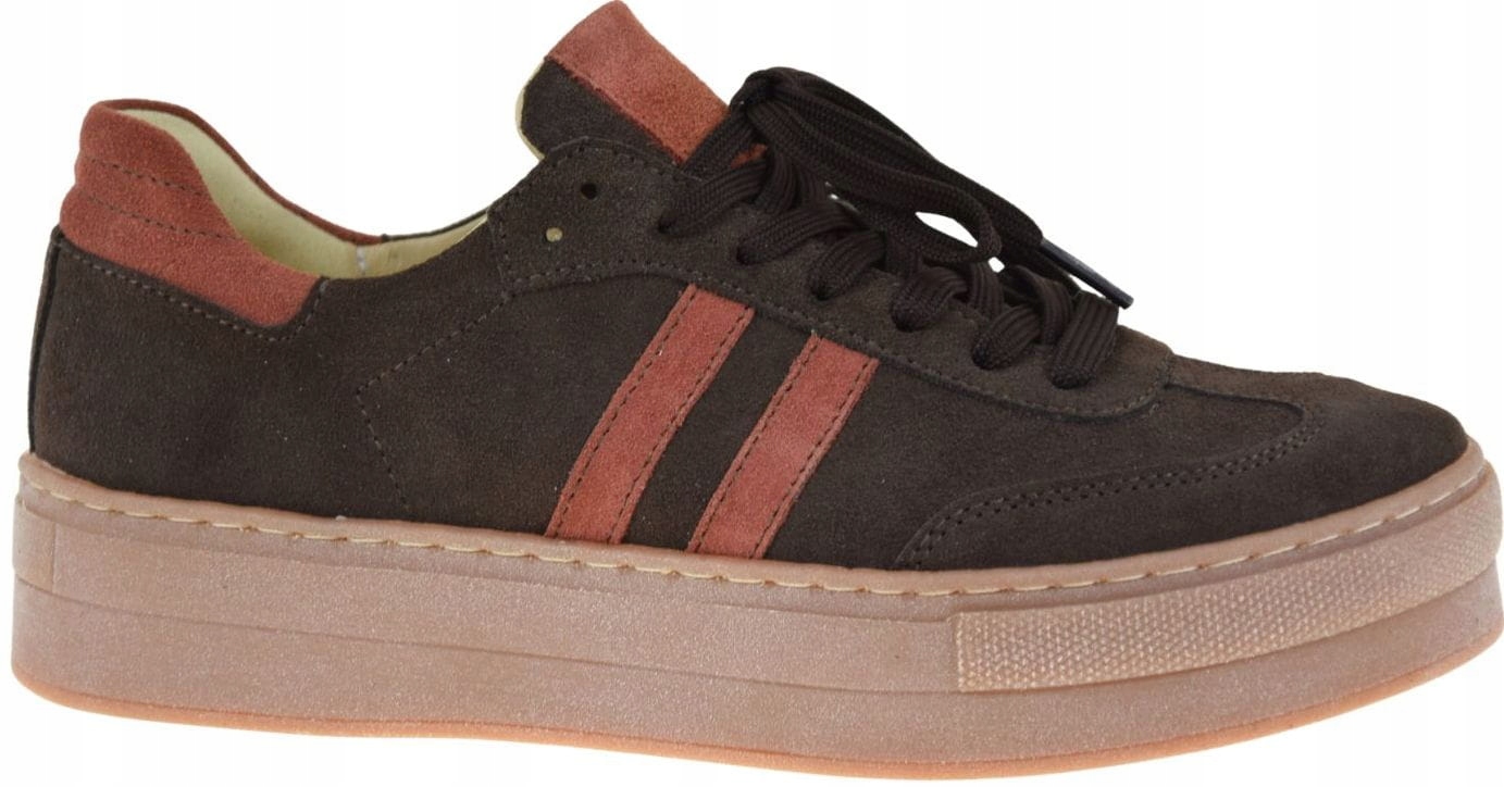 Módní dámské tenisky Kampa N1068S2 čokoládové kožené na platformě 40