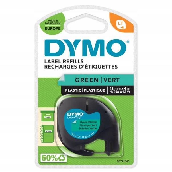 DYMO LetraTag Taśma plastikowa ZIELONA 12mm 91204