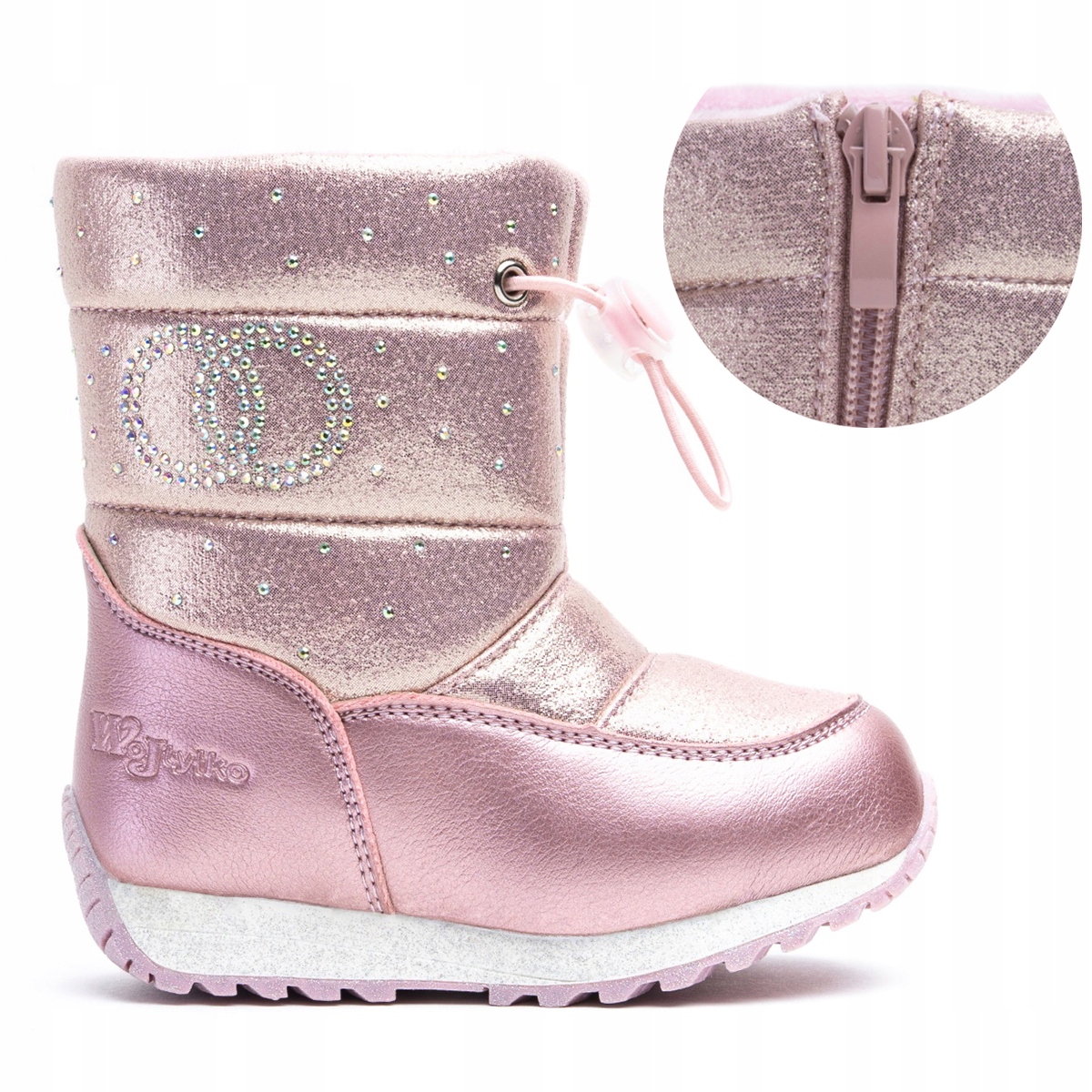 Śniegowce dziewczęce OCIEPLANE kożuszek WYGODNE lekkie SUWAK Wojtyłko 23