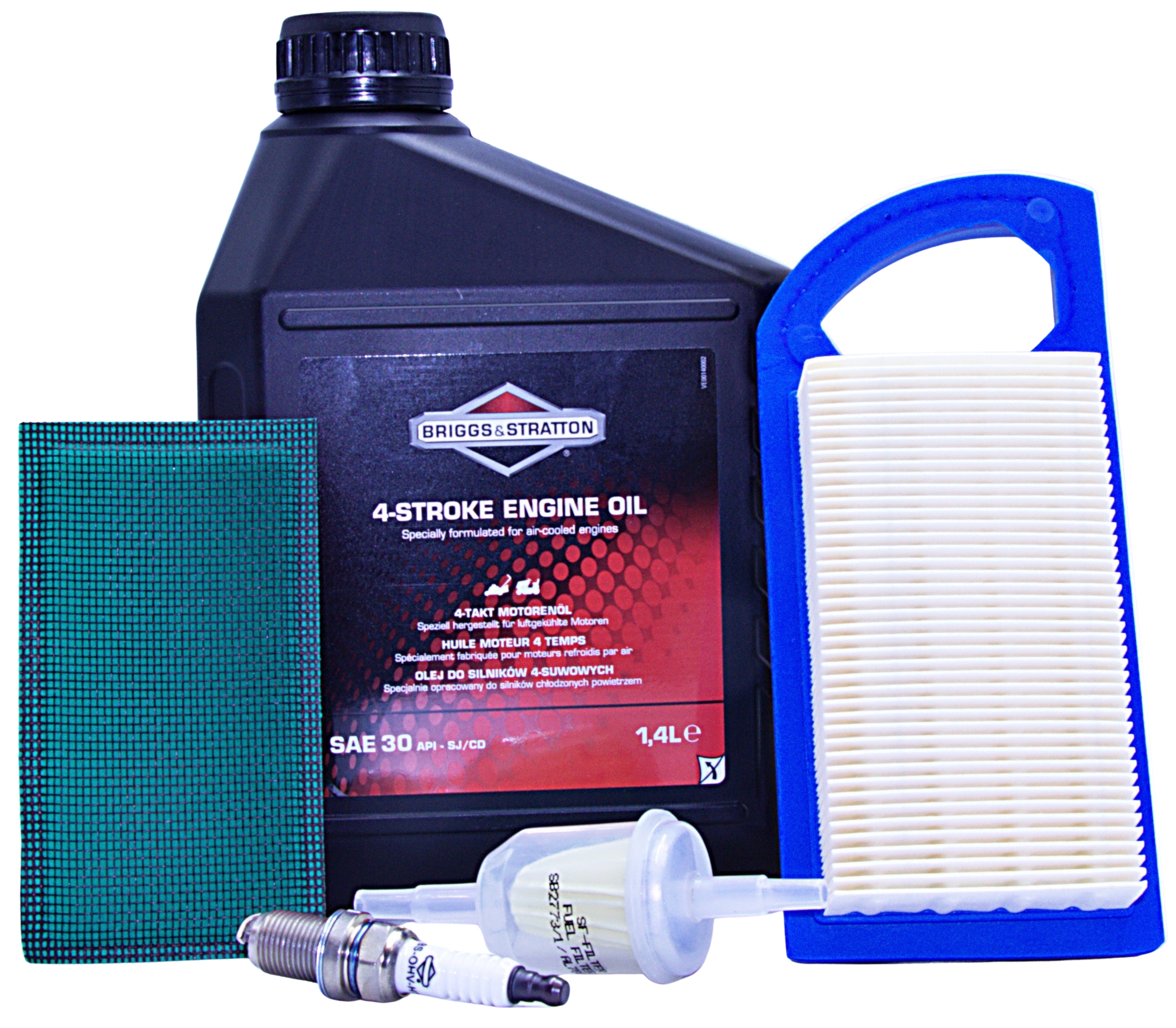 Filtry, Olej, Svíčka – Snapper E2812523BVE – sada, olej 1,4 ltr Briggs