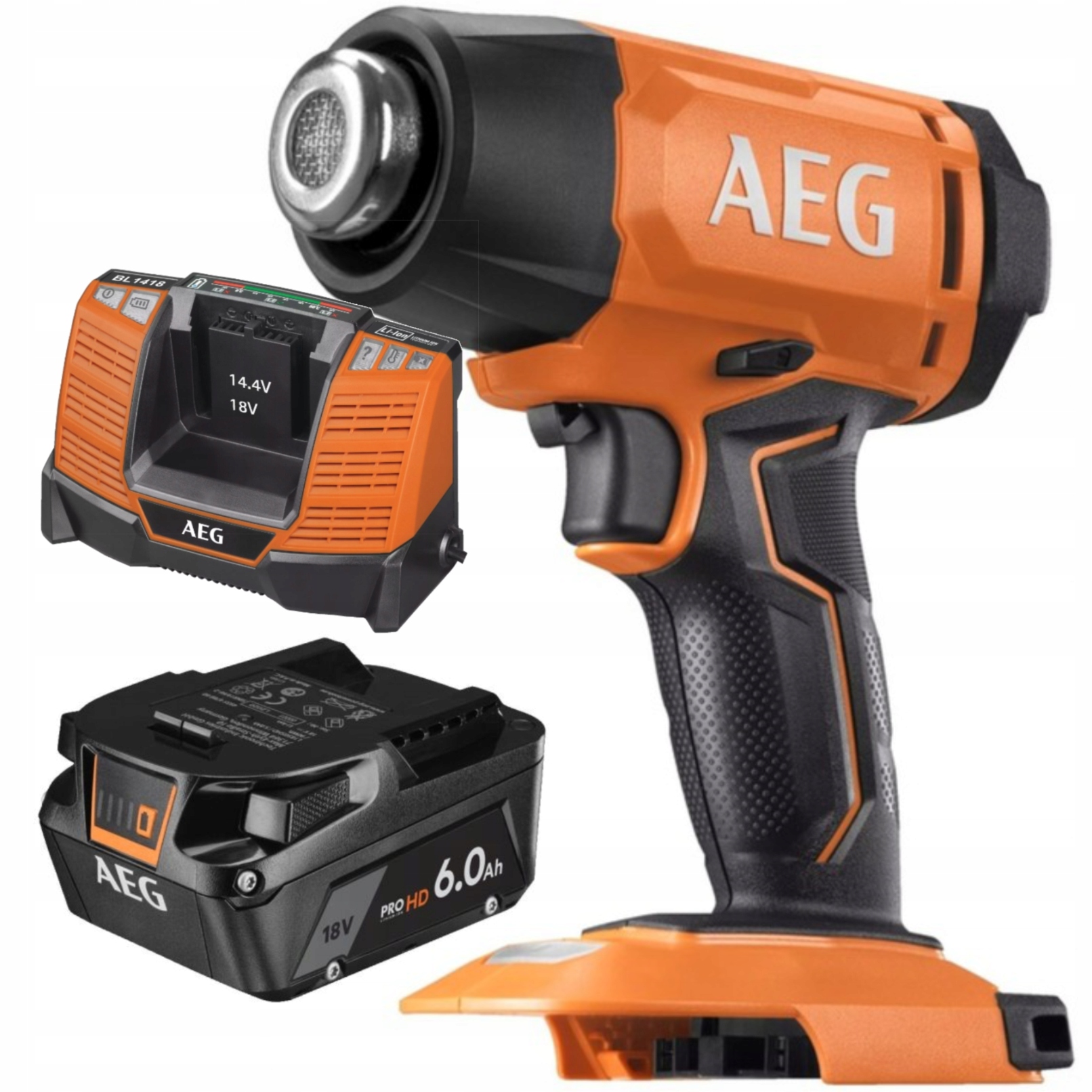 Aeg Kompaktowa Opalarka 18V Ładowarka BL1418 Akumulator 6.0Ah