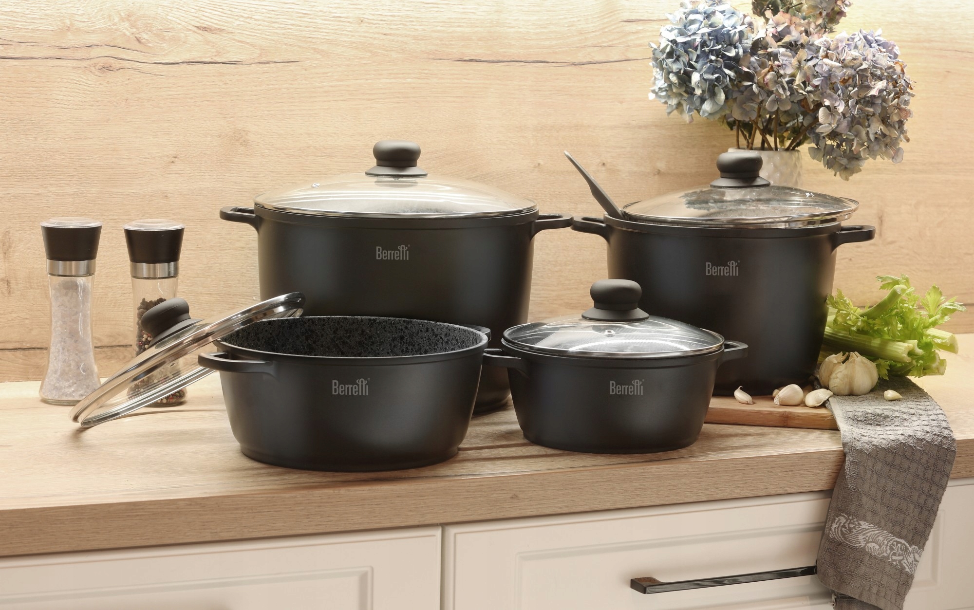 Garnek granitowy WYSOKI Indukcja Piekarnik 6,1L Linia Granite