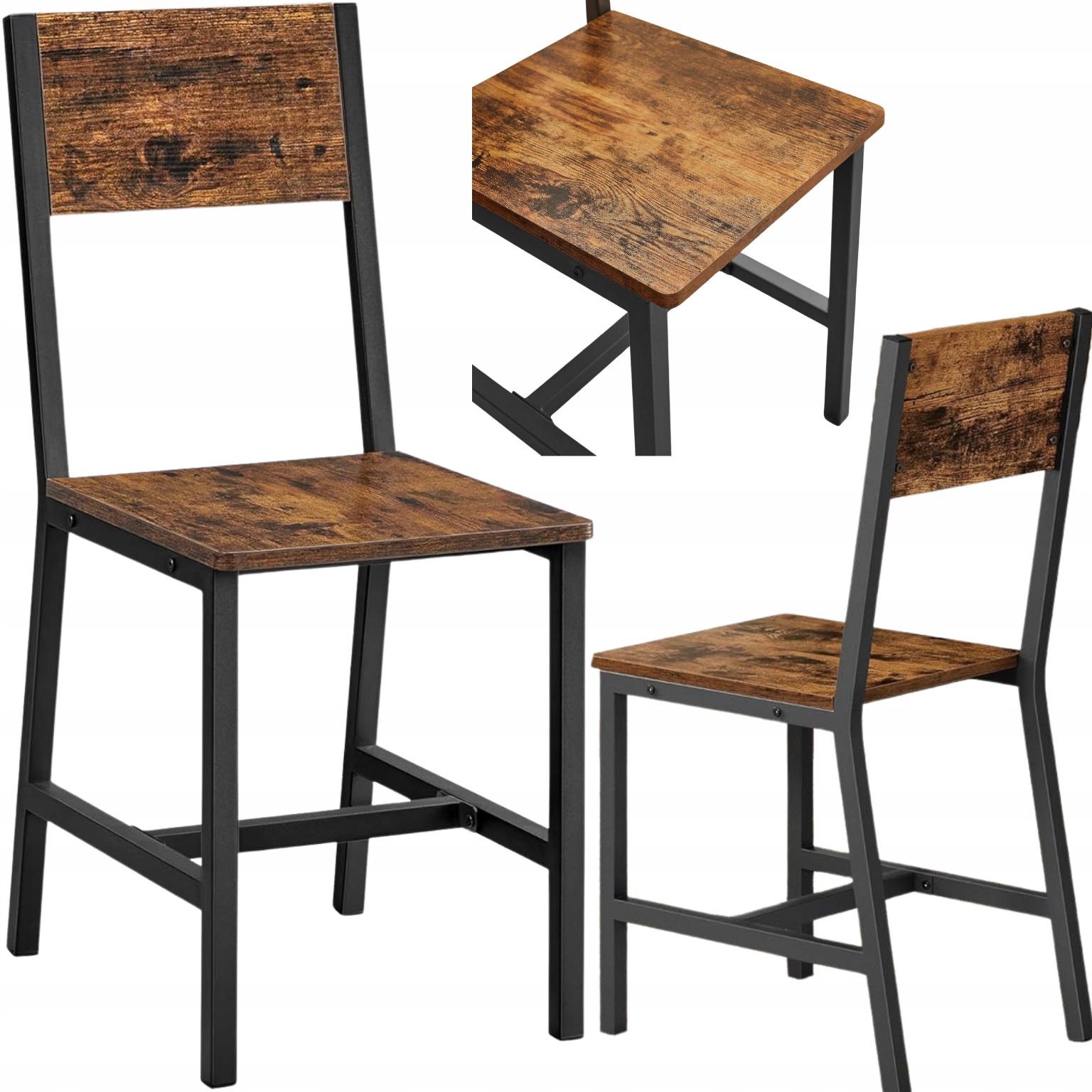 Drevené stoličky do kuchyne a jedálne Sada 2ks Industriálne stoličky Loft