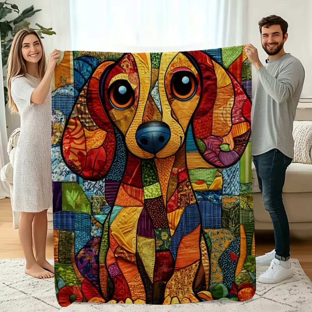 Deka přehoz pro psy pejsci jezevčík Pop Art beagle jako patchwork dárek 150x200