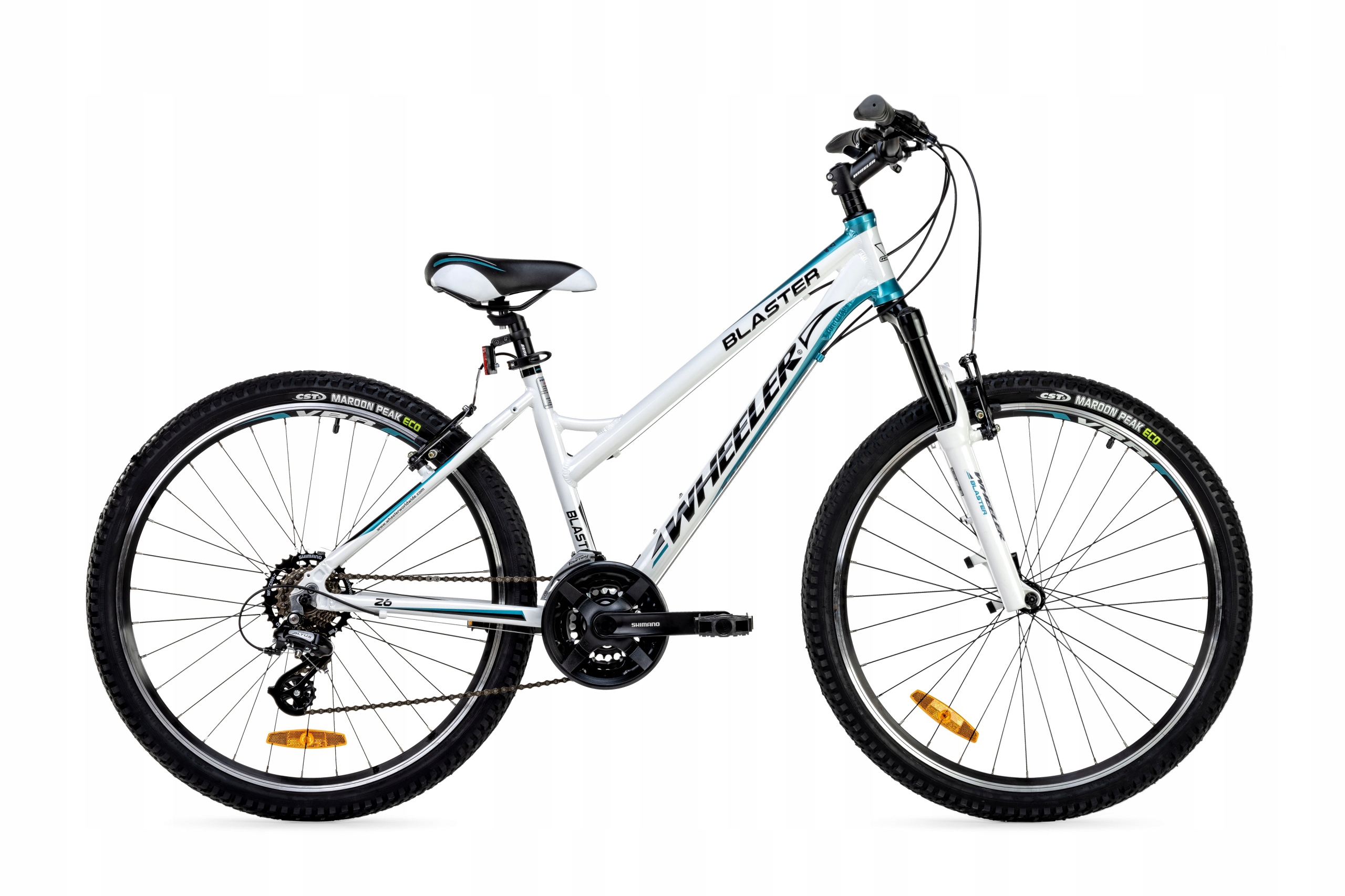 Rower Mtb 26 Wheeler Blaster biały Lekki, Shimano Altus 21 Biegów, Rama 16