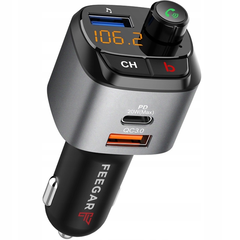 

Feegar Q100 Transmiter Fm Bluetooth Qc 3.0 Usb Pd