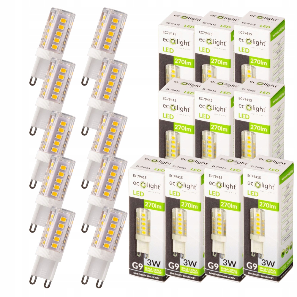 

10X Żarówka Led G9 Mini 3W Żyrandoli Ciepła 3W=25W